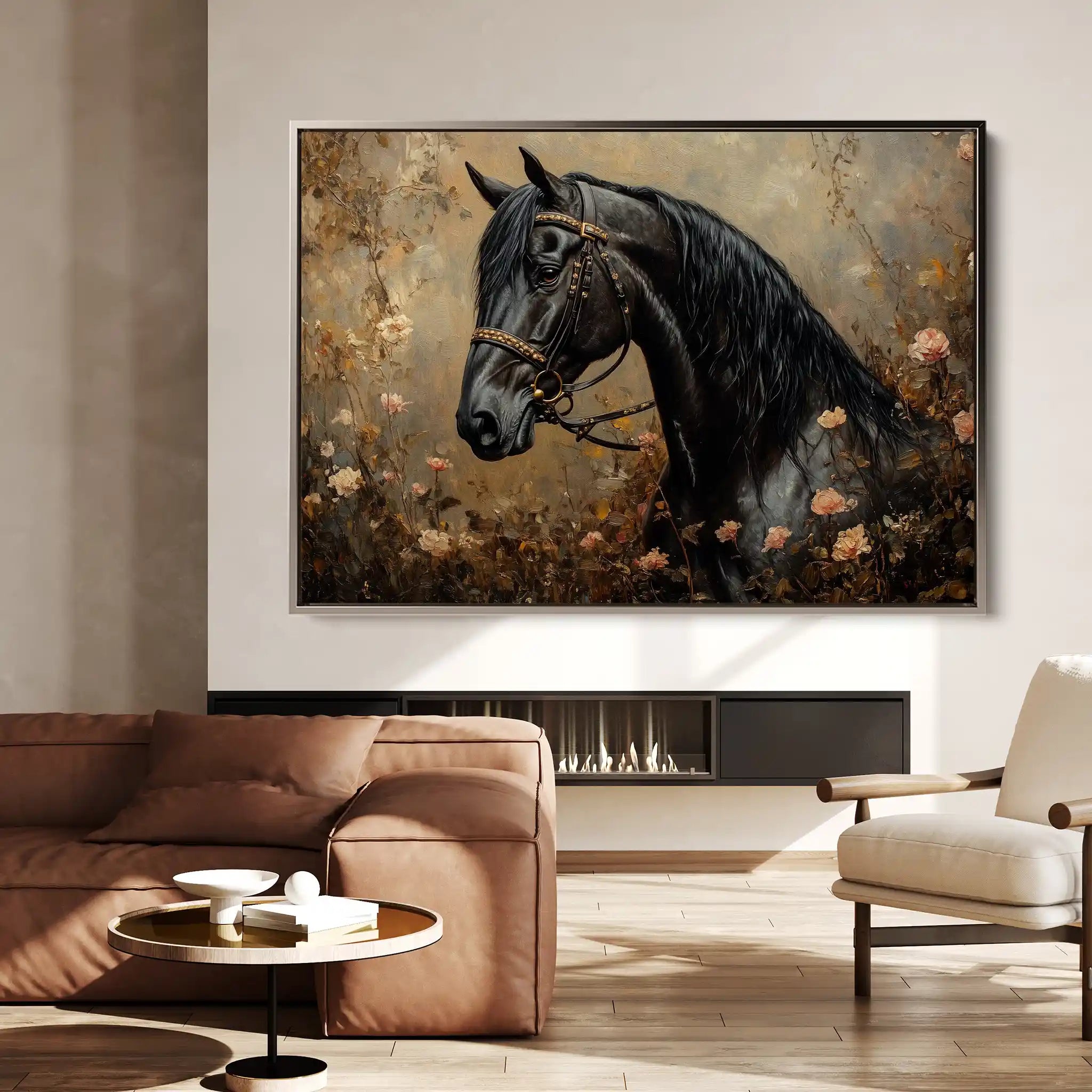 Horses 144 Canvas Art 60 x 40 cm / Black