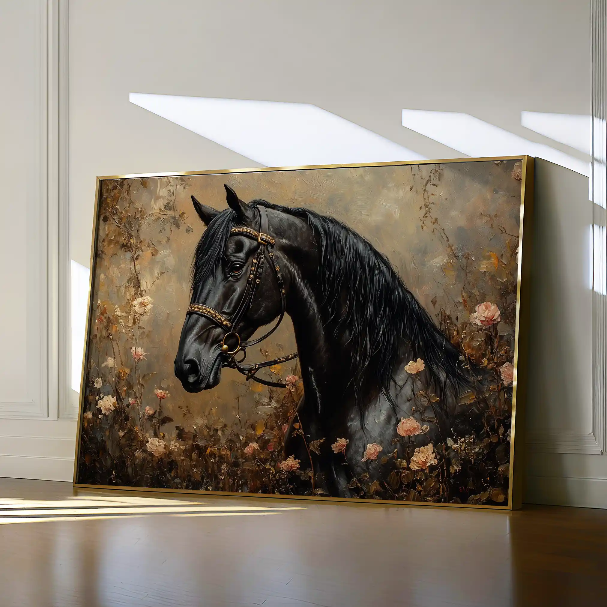Horses 144 Canvas Art 60 x 40 cm / Black