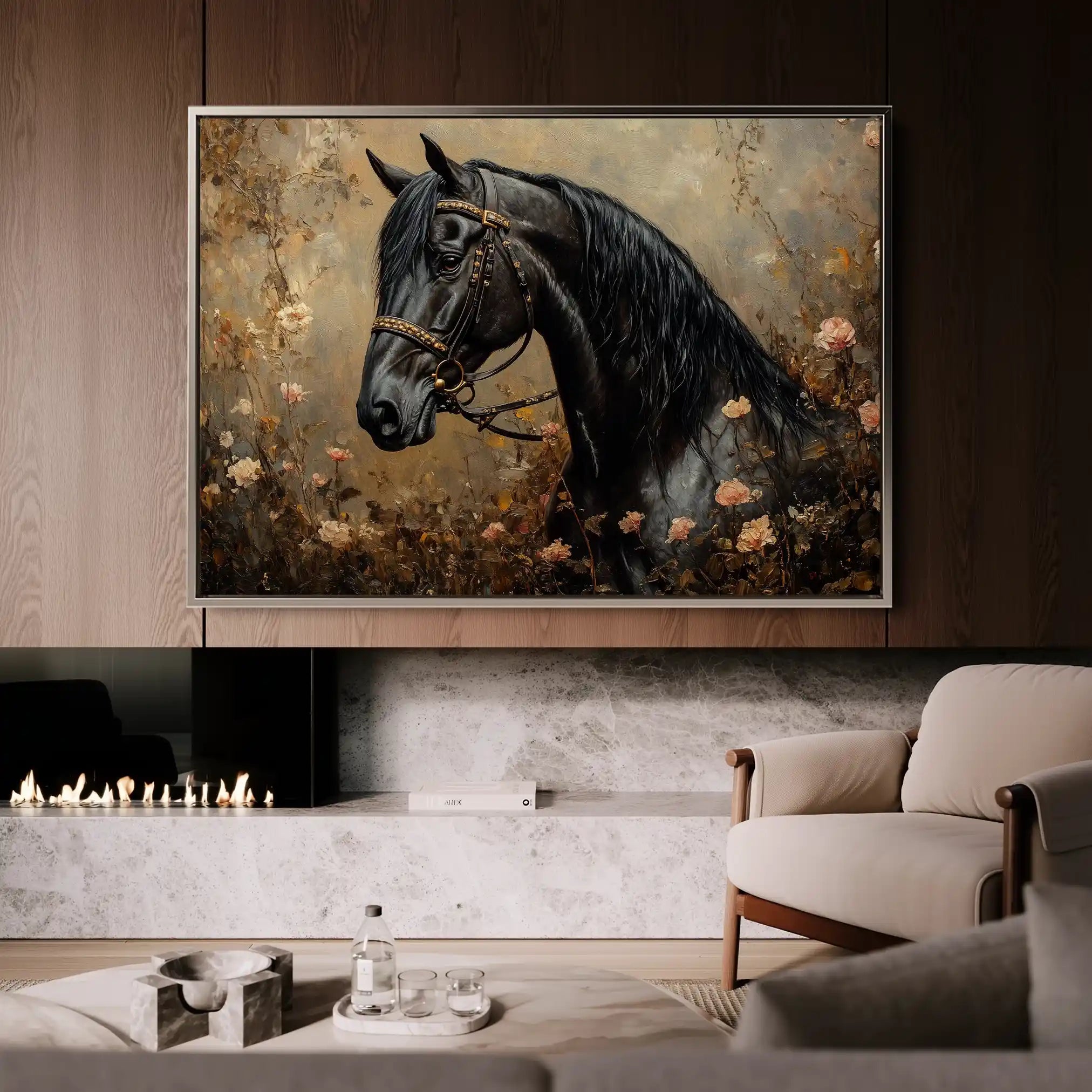 Horses 144 Canvas Art 60 x 40 cm / Black