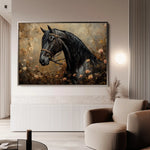 Horses 144 Canvas Art 60 x 40 cm / Black