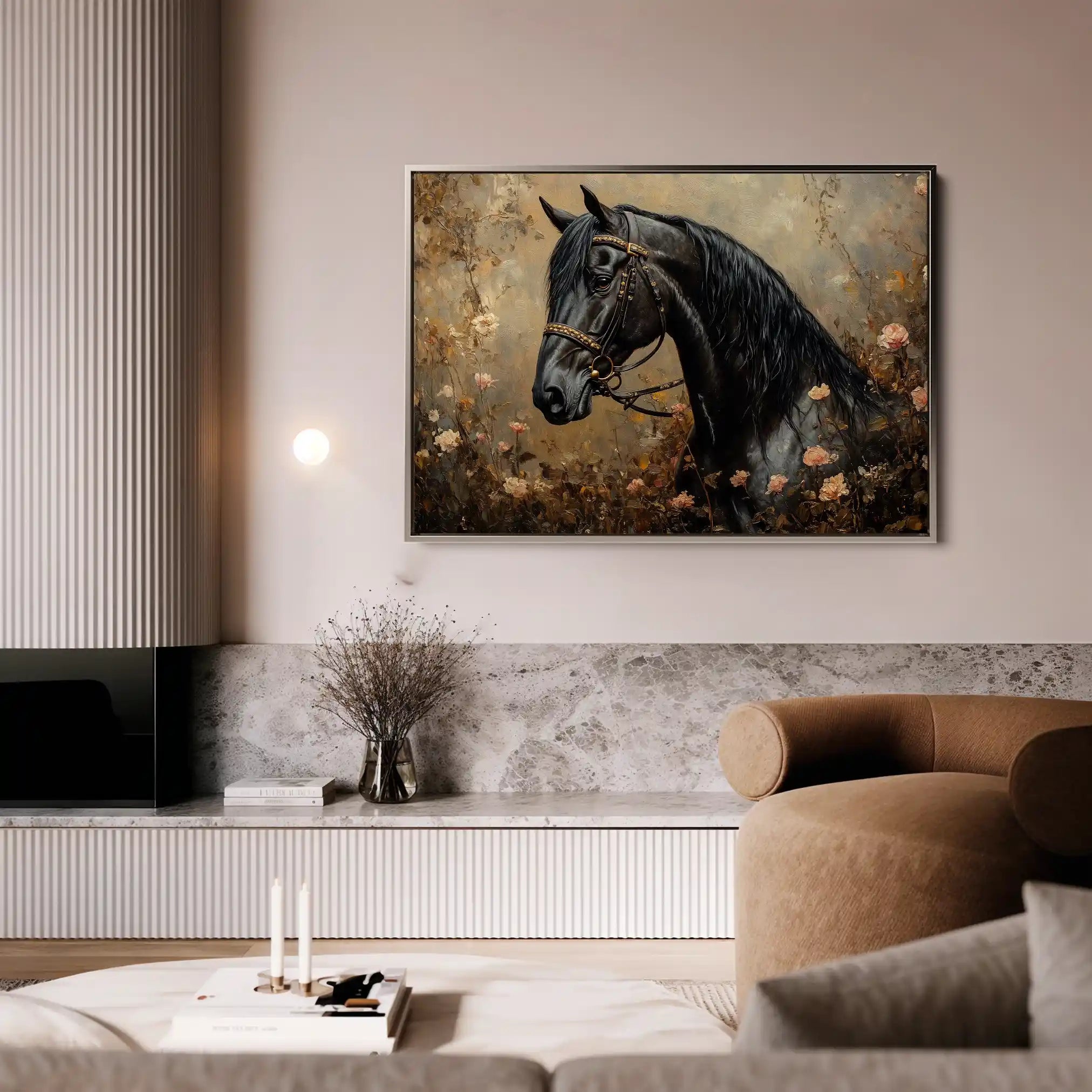 Horses 144 Canvas Art 60 x 40 cm / Black
