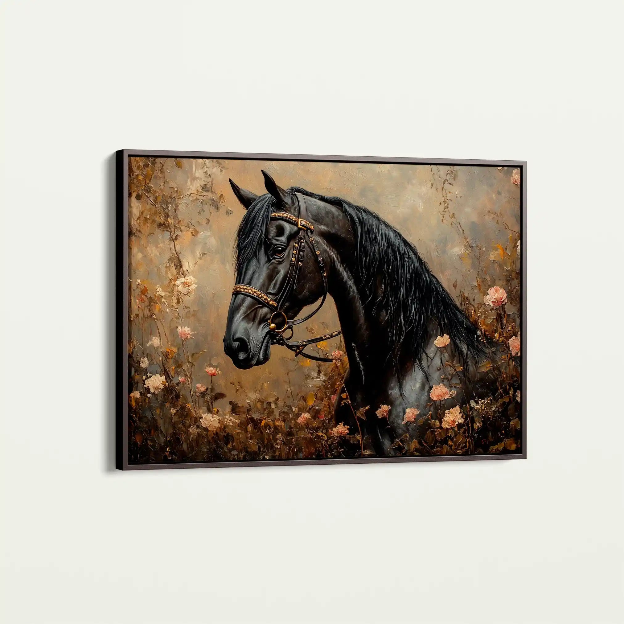 Horses 144 Canvas Art 60 x 40 cm / Black