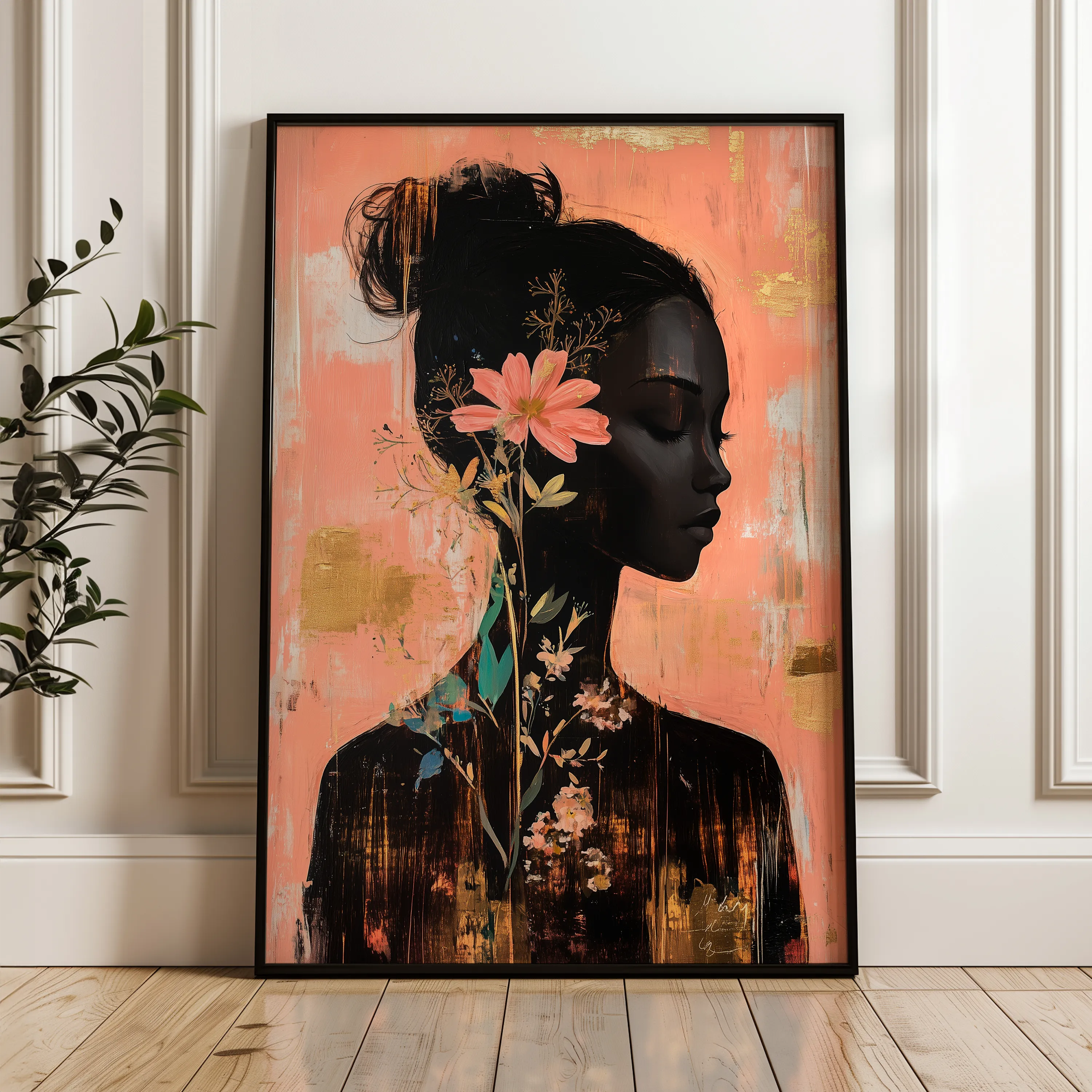 Portrait 144 Canvas Art 18" x 24" / 45 x 60 cm / Black