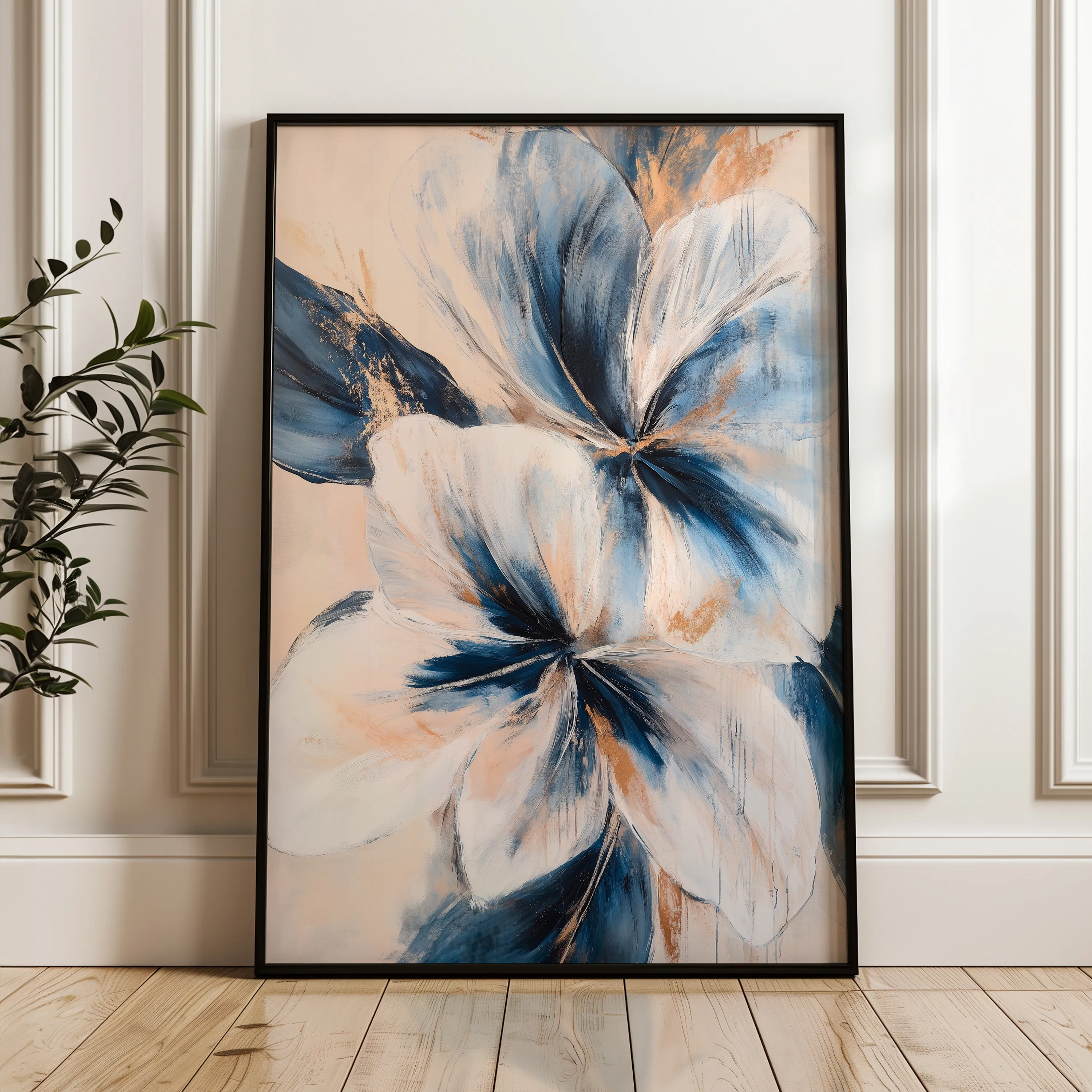 Floral 1440 Canvas Art 18" x 24" / 45 x 60 cm / Black