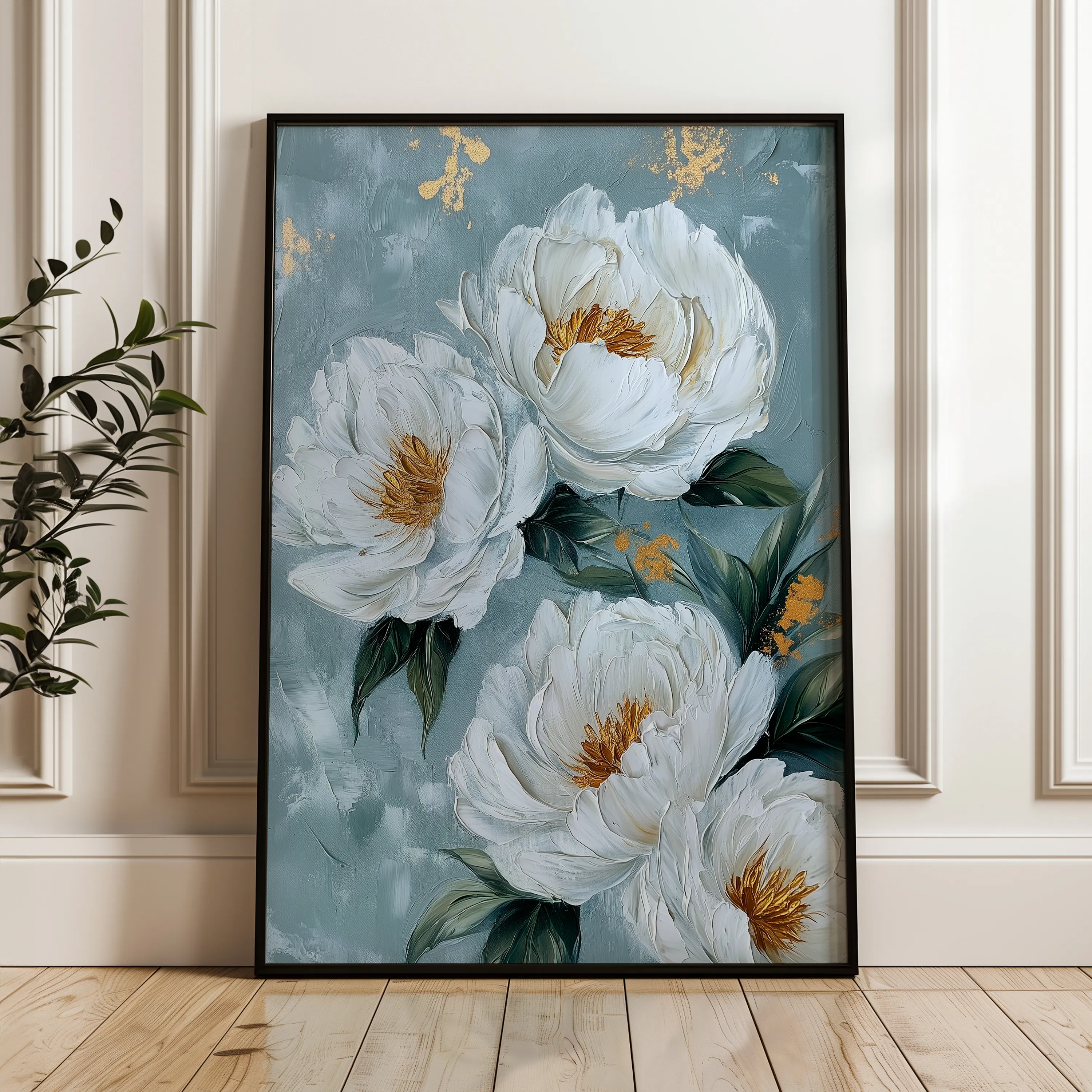Floral 1441 Canvas Art 18" x 24" / 45 x 60 cm / Black