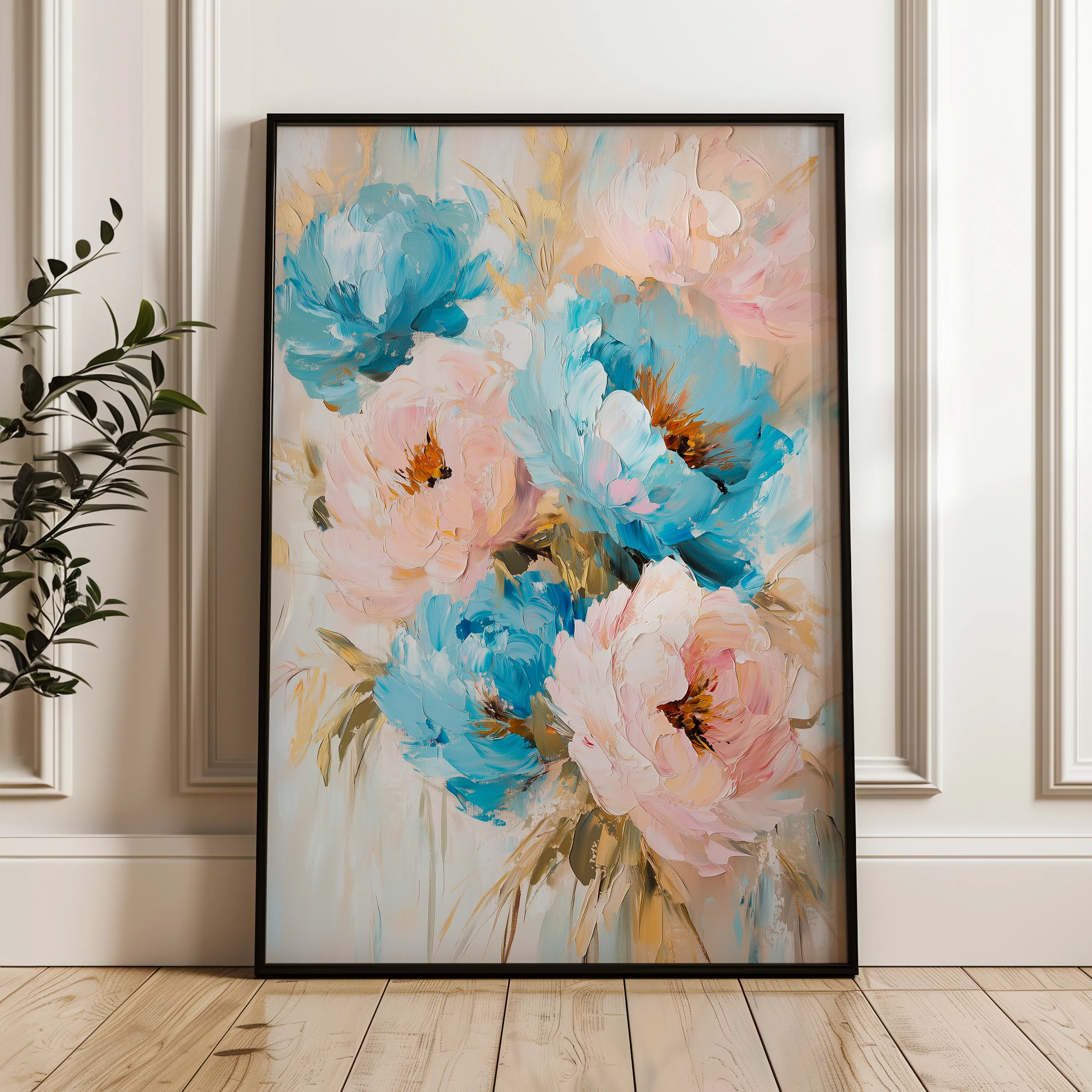 Floral 1442 Canvas Art 18" x 24" / 45 x 60 cm / Black