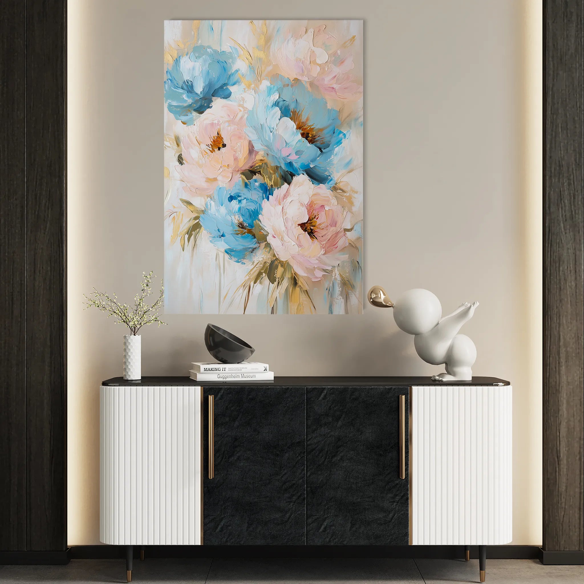 Floral 1442 Canvas Art 18" x 24" / 45 x 60 cm / Black