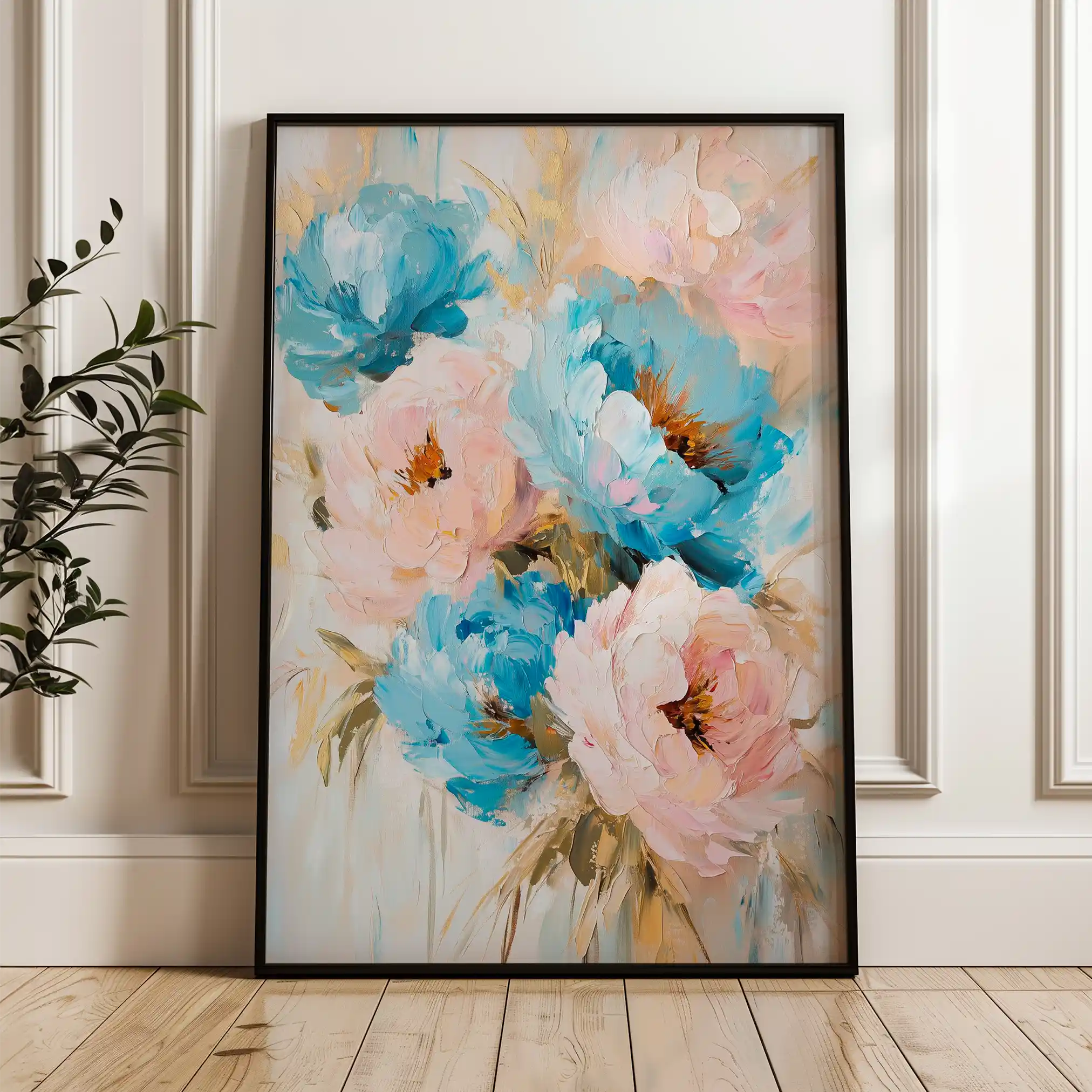 Floral 1442 Canvas Art 60 x 40 cm / Black