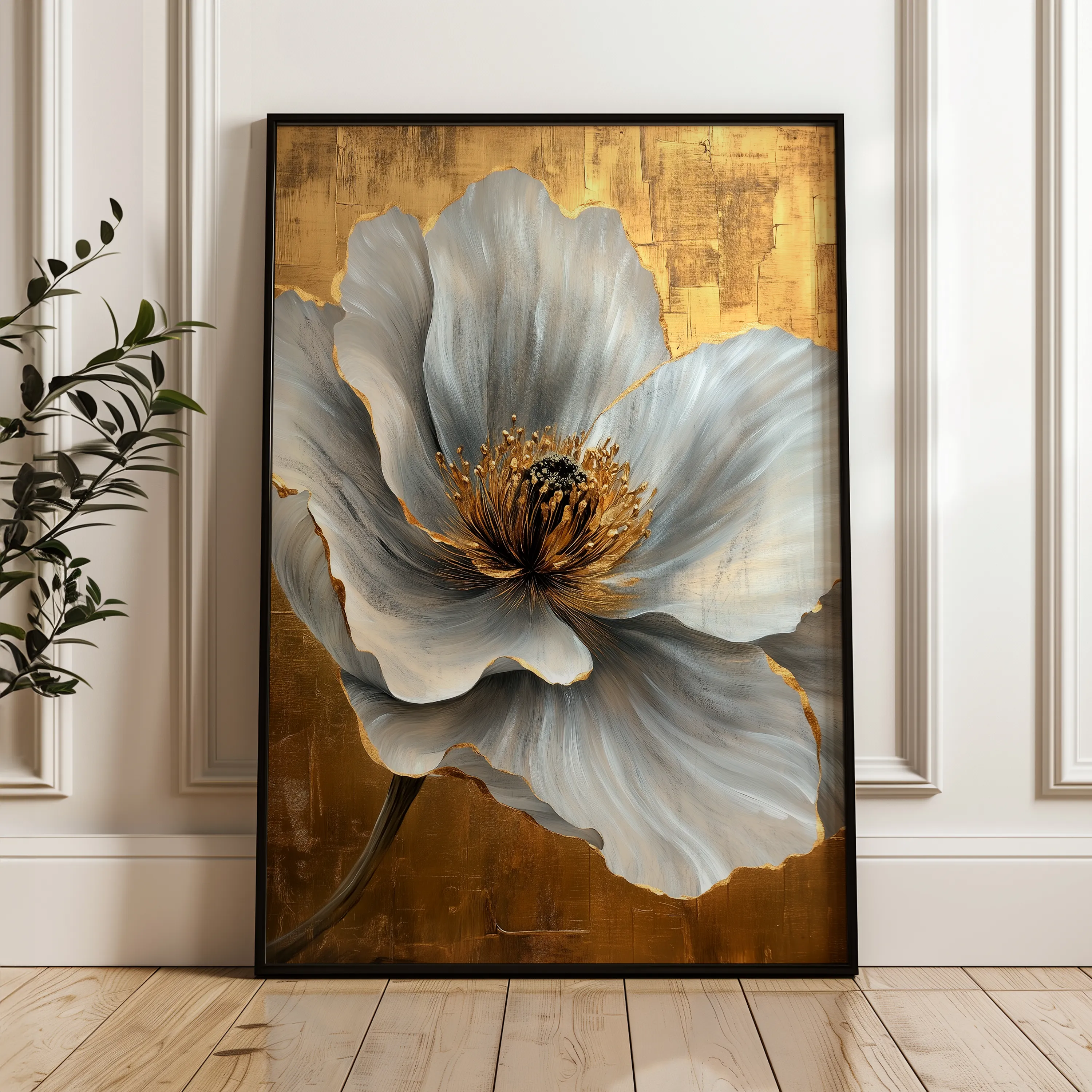 Floral 1443 Canvas Art 18" x 24" / 45 x 60 cm / Black