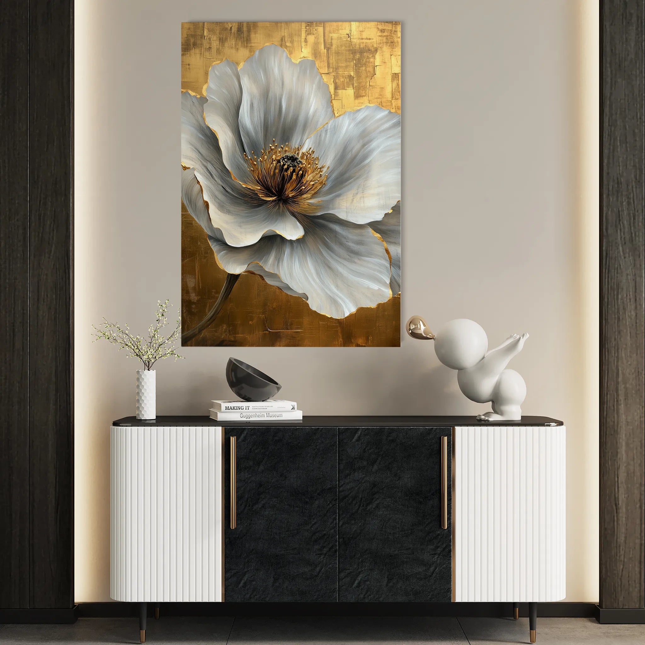 Floral 1443 Canvas Art 18" x 24" / 45 x 60 cm / Black