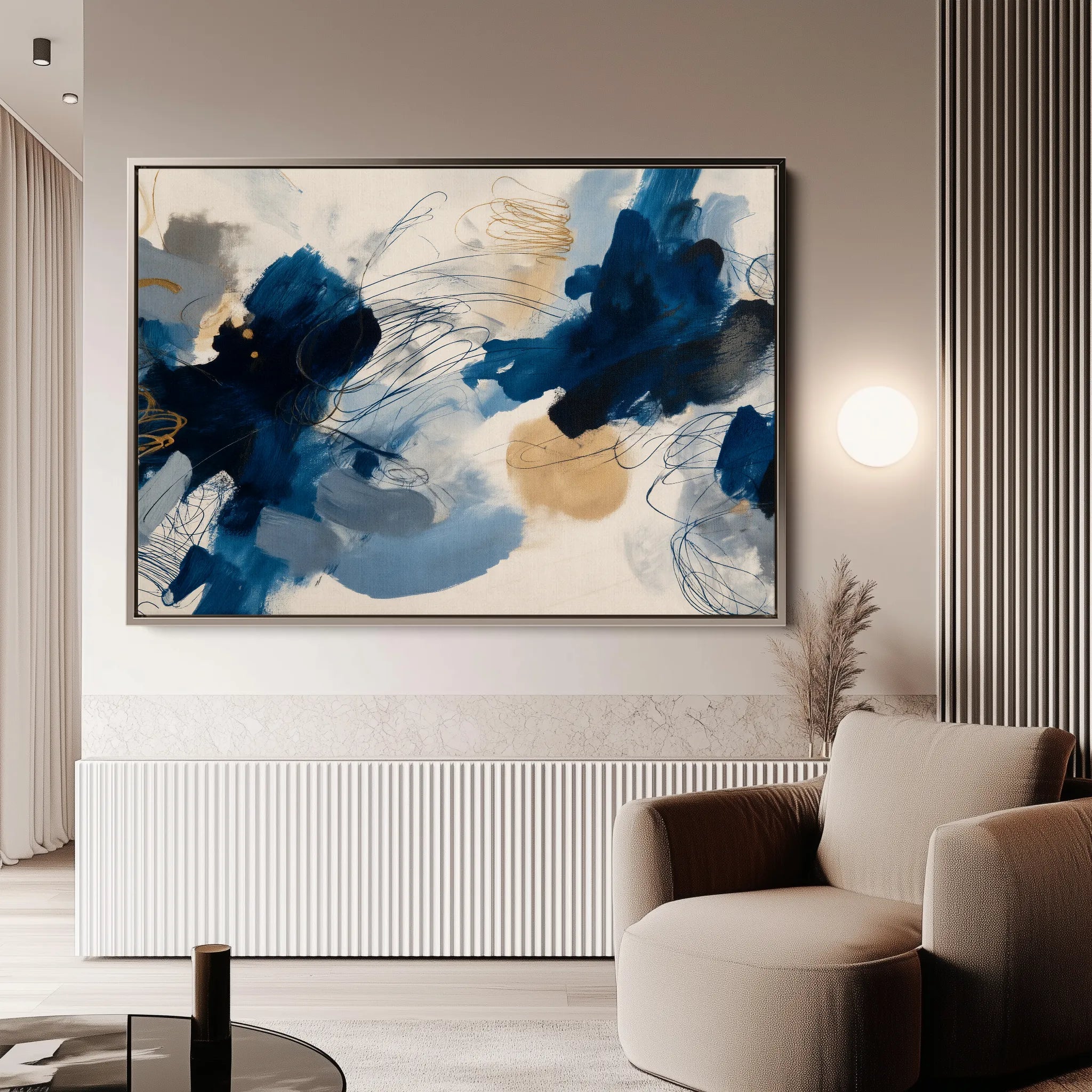 Abstract 1444 Canvas Art 18" x 24" / 45 x 60 cm / Black