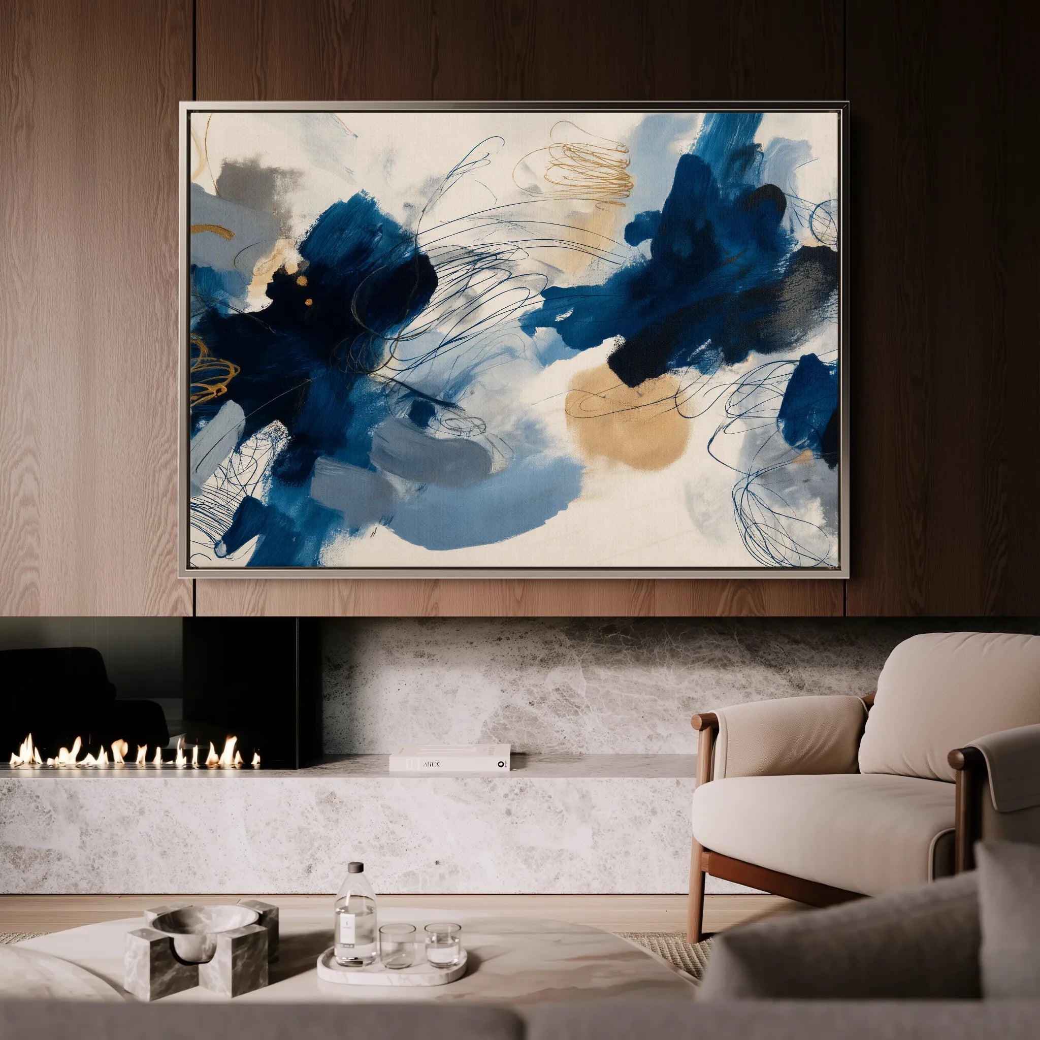 Abstract 1444 Canvas Art 18" x 24" / 45 x 60 cm / Black