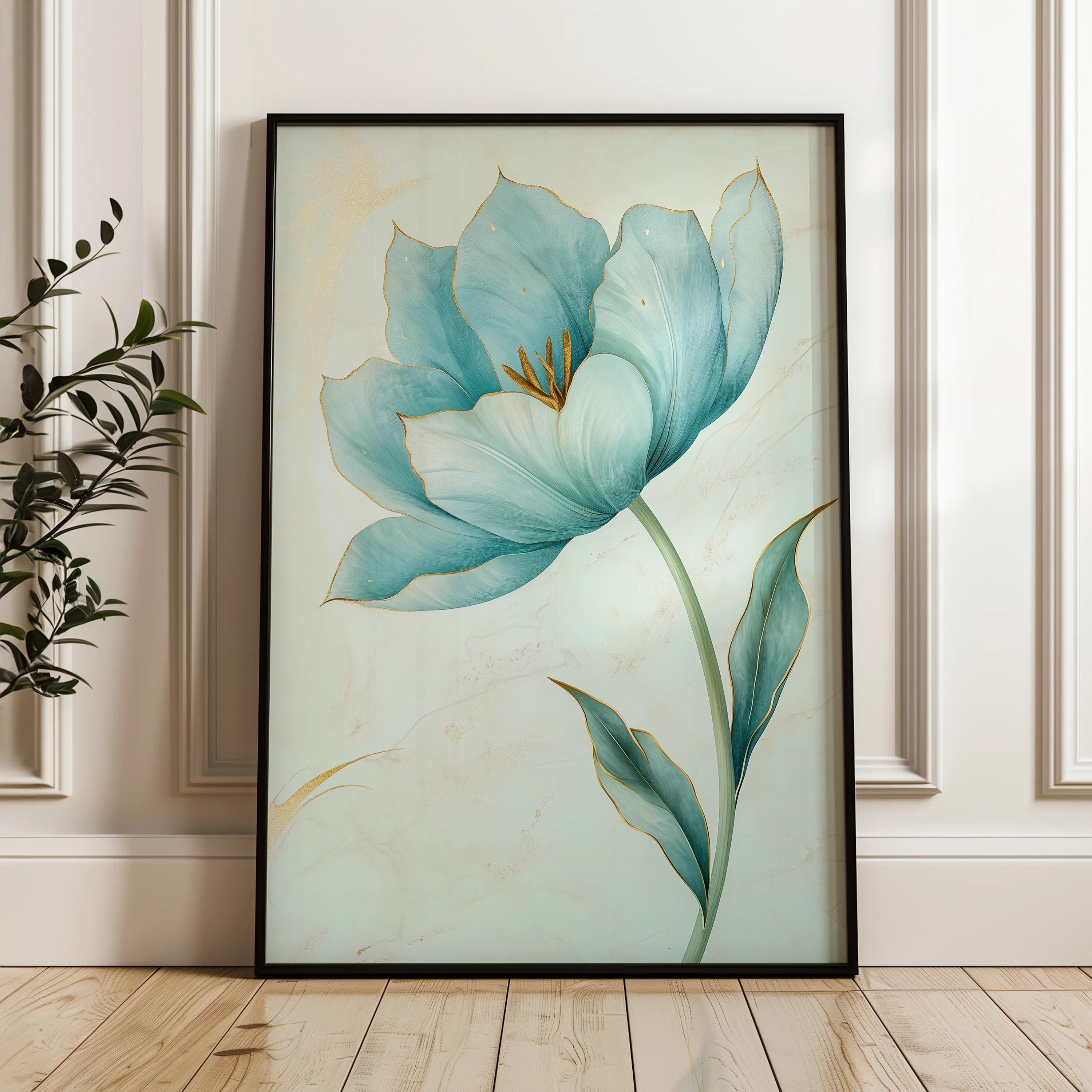 Floral 1444 Canvas Art 18" x 24" / 45 x 60 cm / Black