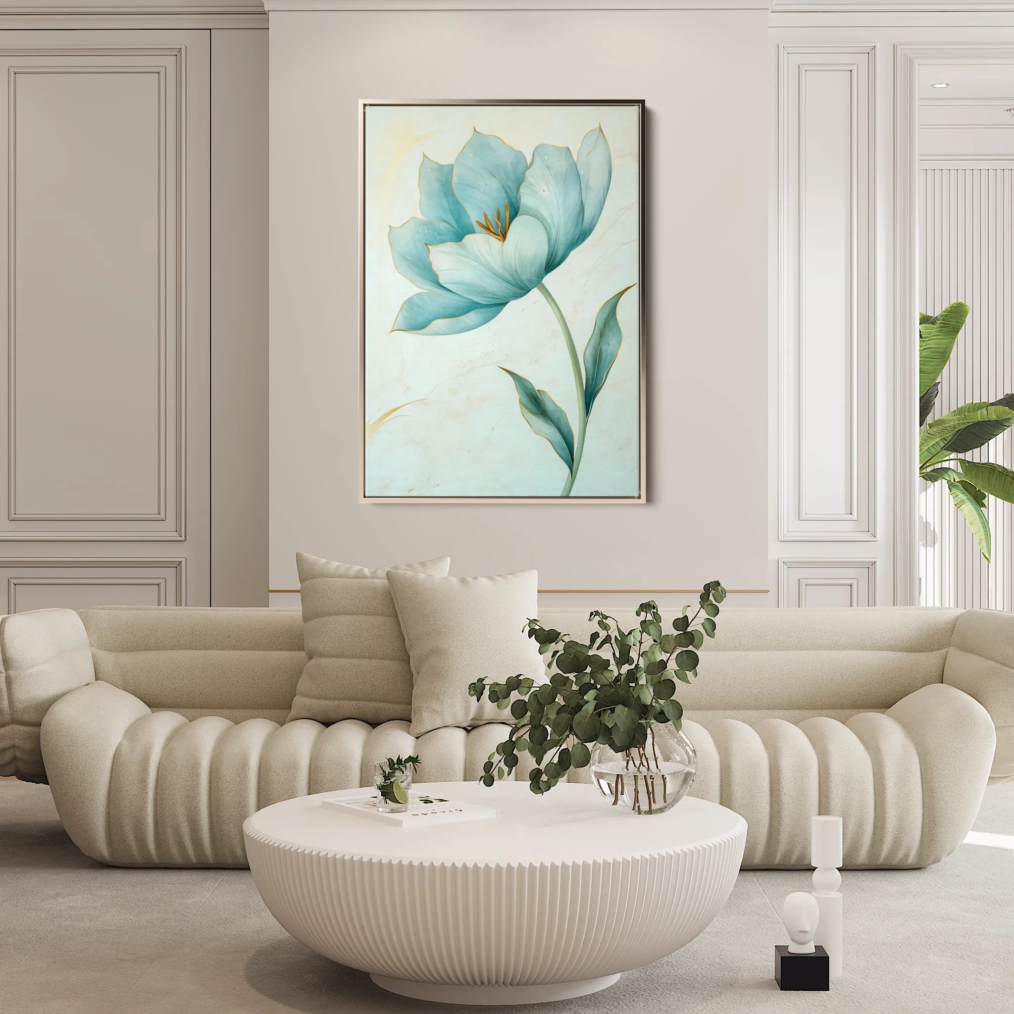 Floral 1444 Canvas Art 18" x 24" / 45 x 60 cm / Black