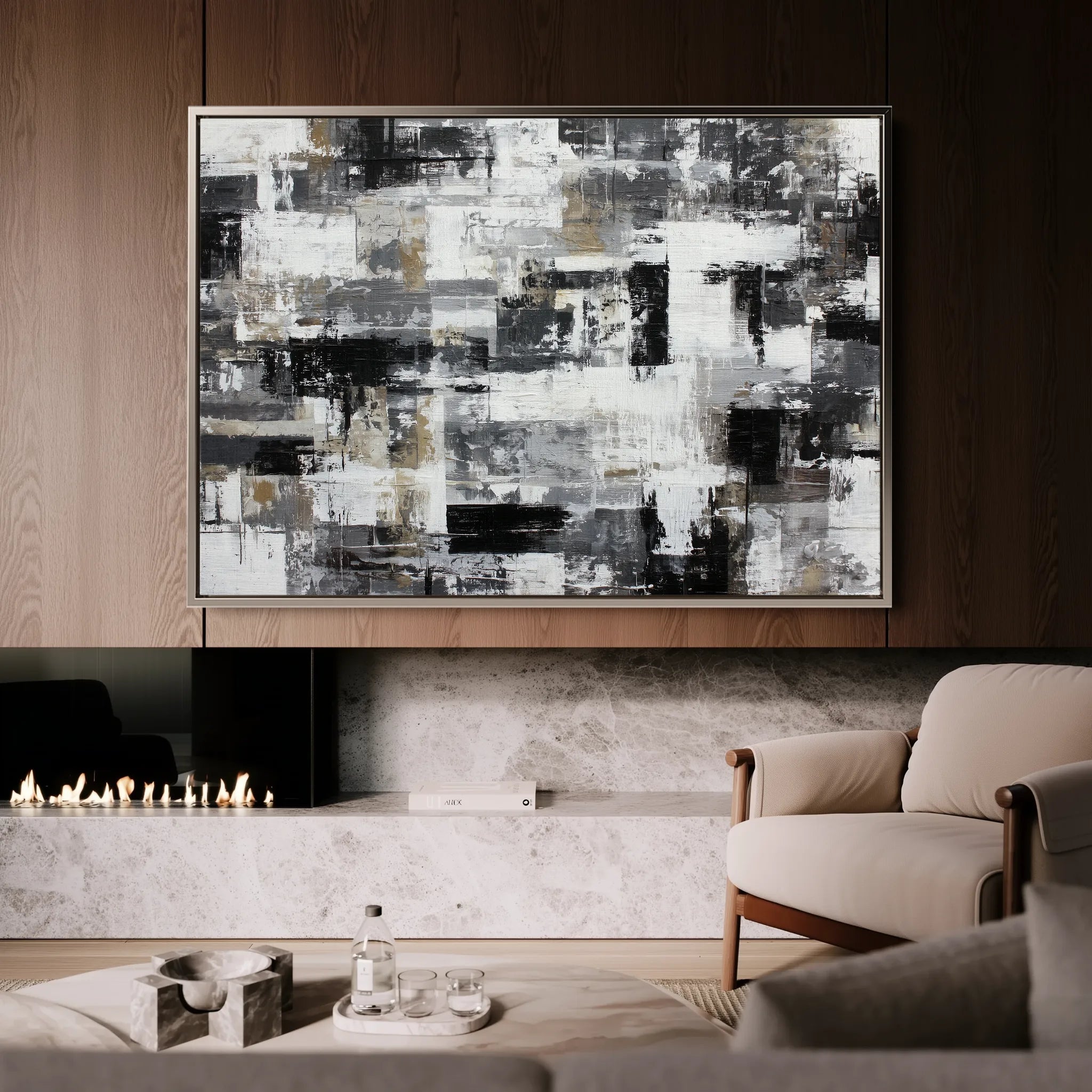 Abstract 1445 Canvas Art 18" x 24" / 45 x 60 cm / Black