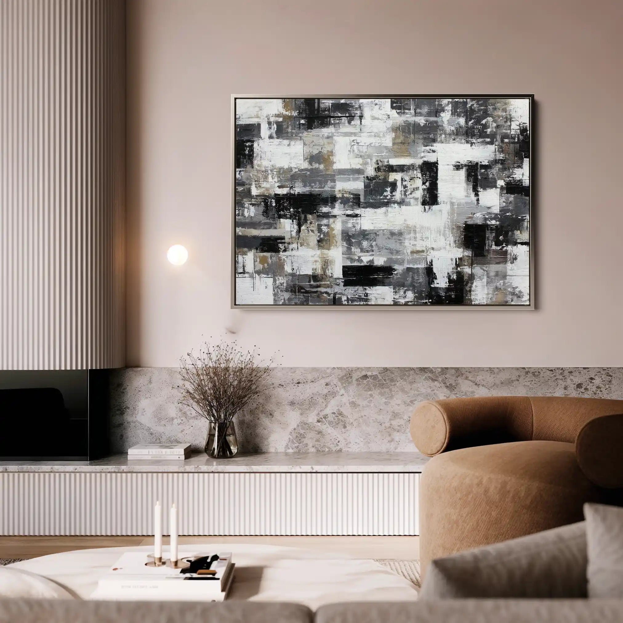 Abstract 1445 Canvas Art 18" x 24" / 45 x 60 cm / Black