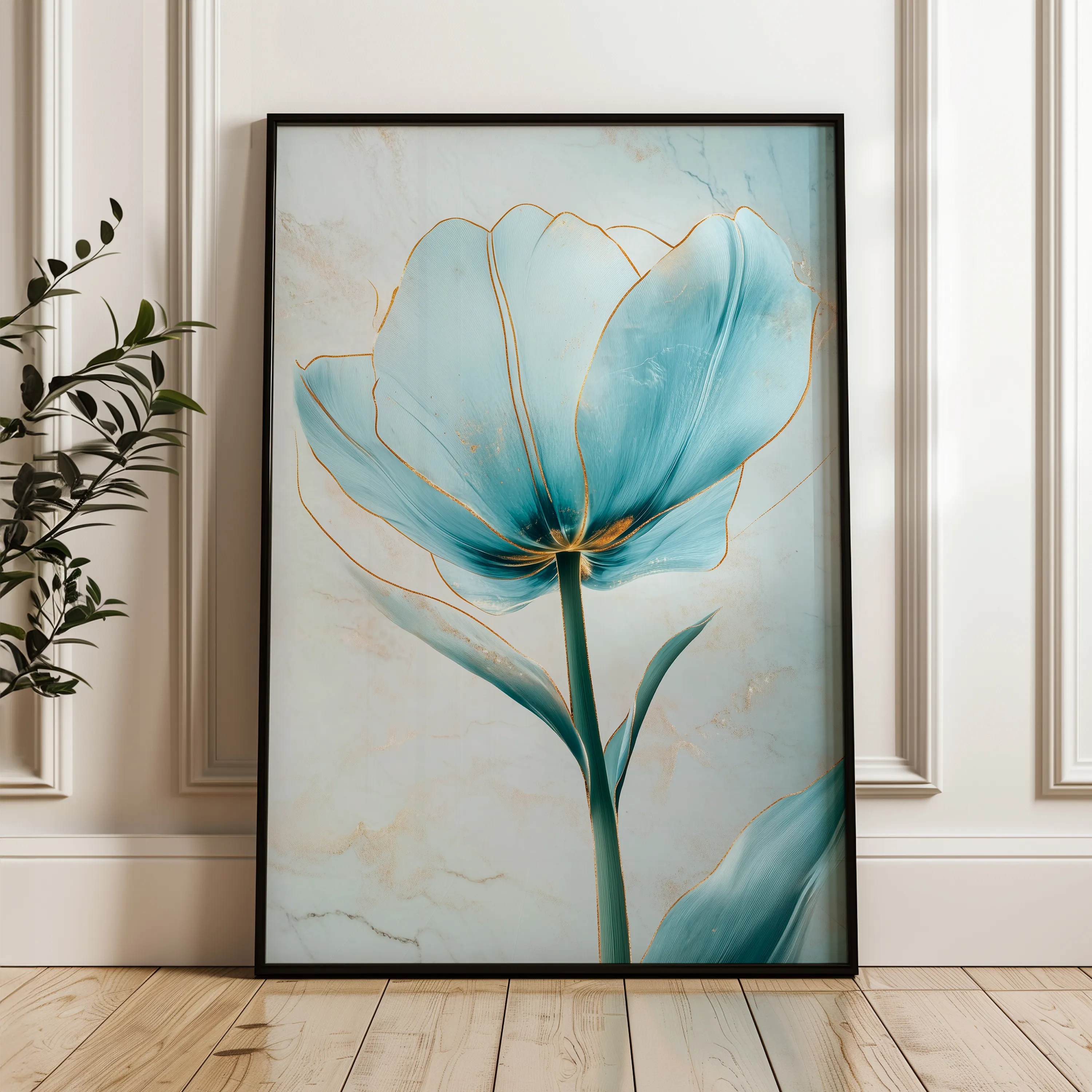 Floral 1445 Canvas Art 18" x 24" / 45 x 60 cm / Black