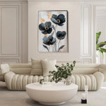 Floral 1446 Canvas Art 18" x 24" / 45 x 60 cm / Black