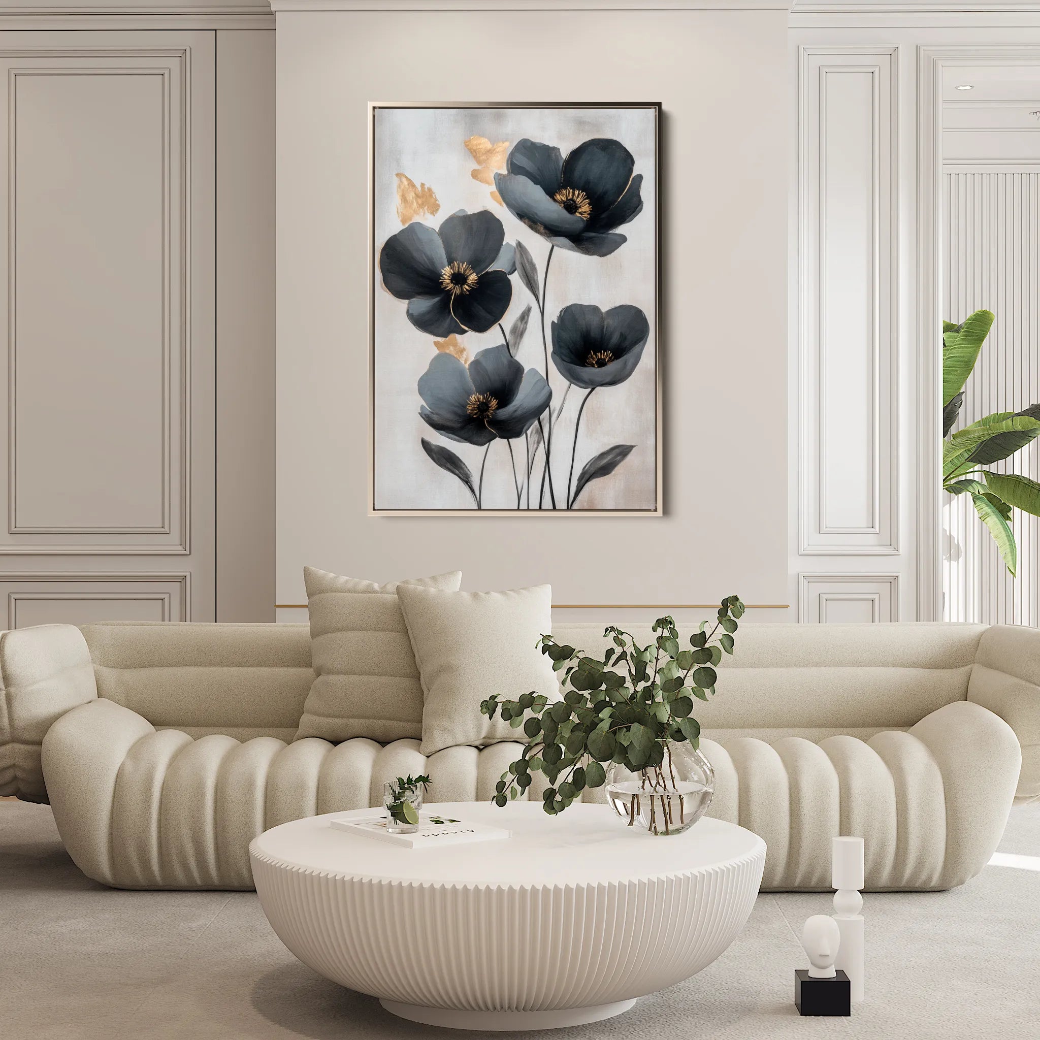 Floral 1446 Canvas Art 18" x 24" / 45 x 60 cm / Black