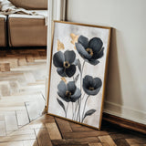Floral 1446 Canvas Art 18" x 24" / 45 x 60 cm / Black