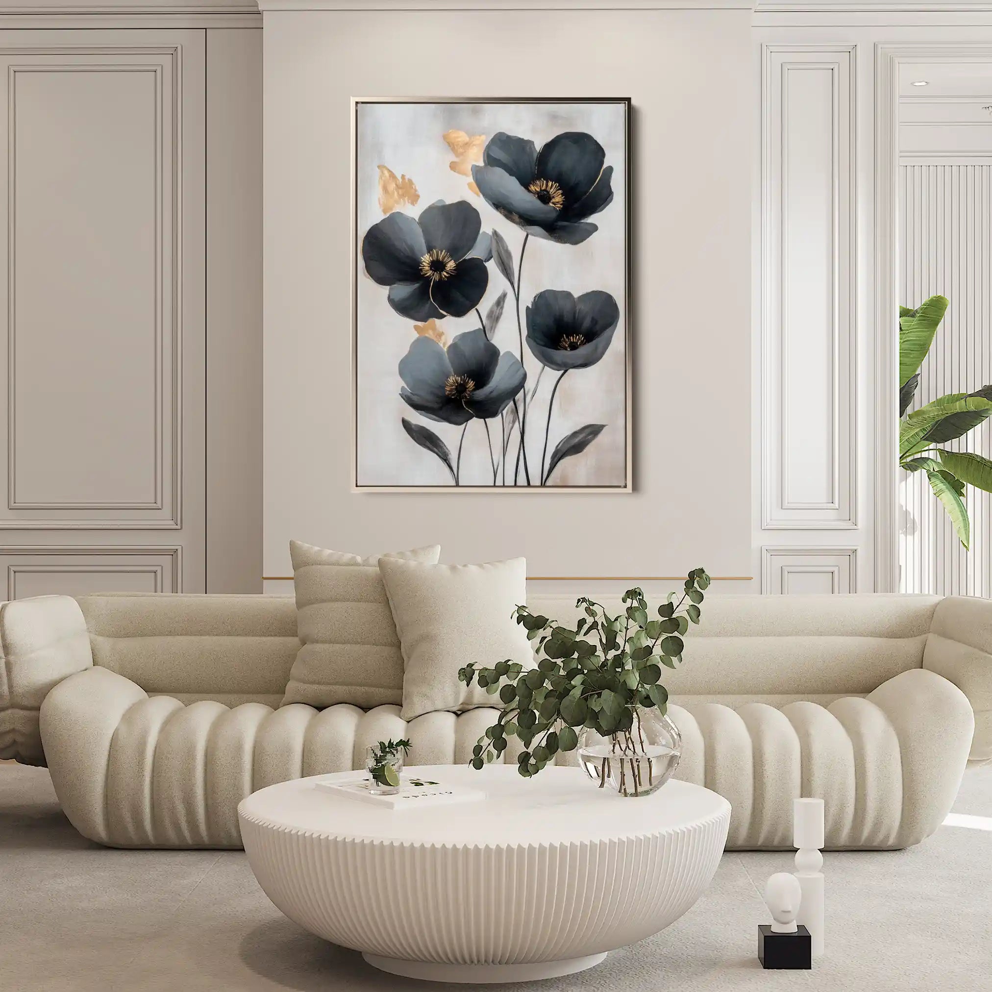 Floral 1446 Canvas Art 60 x 40 cm / Black
