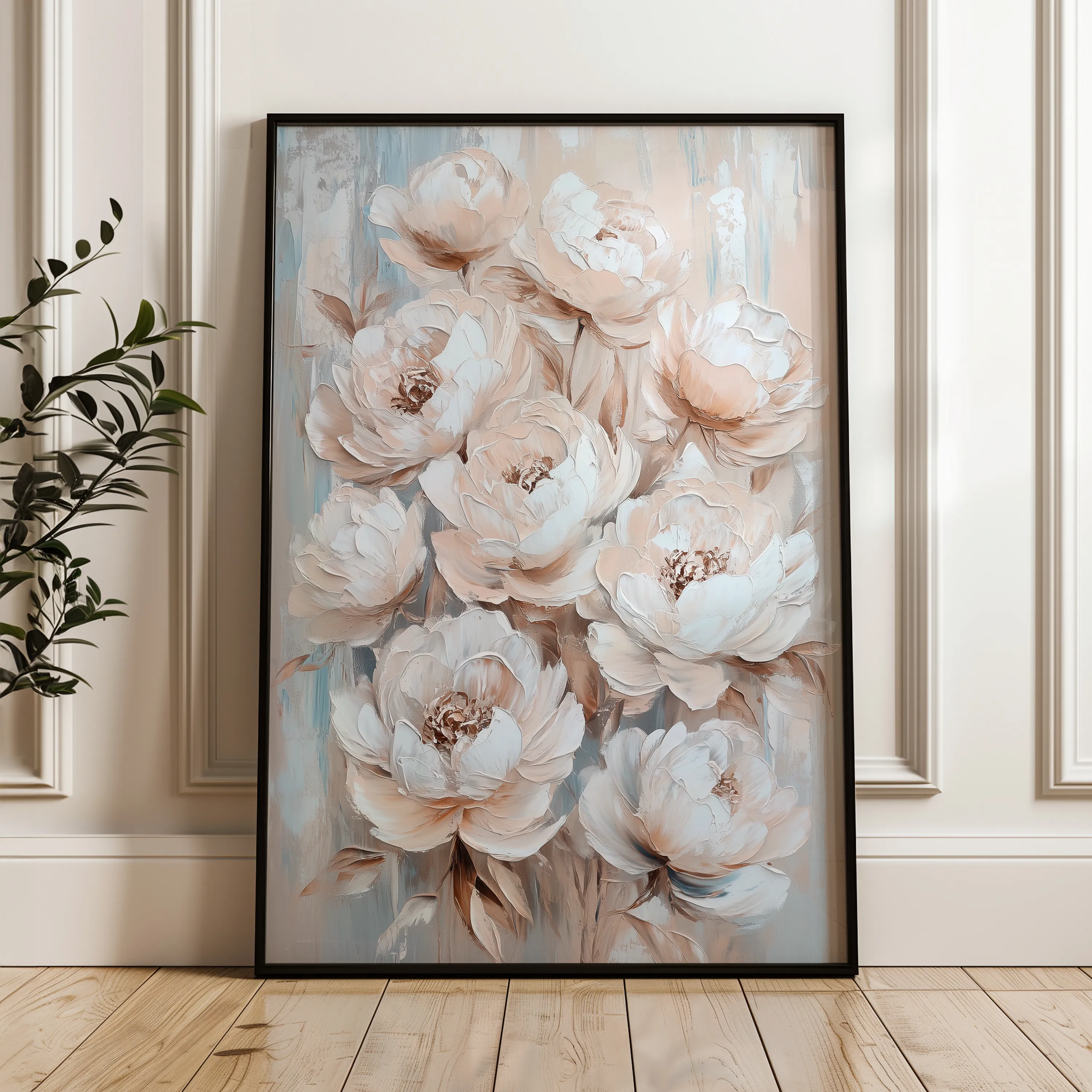 Floral 1447 Canvas Art 18" x 24" / 45 x 60 cm / Black
