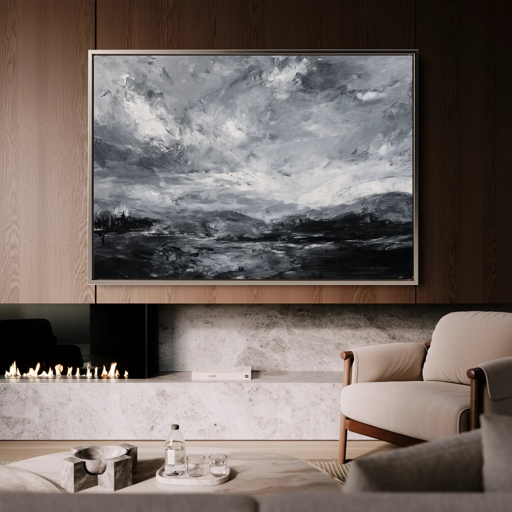 Abstract 1448 Canvas Art 18" x 24" / 45 x 60 cm / Black