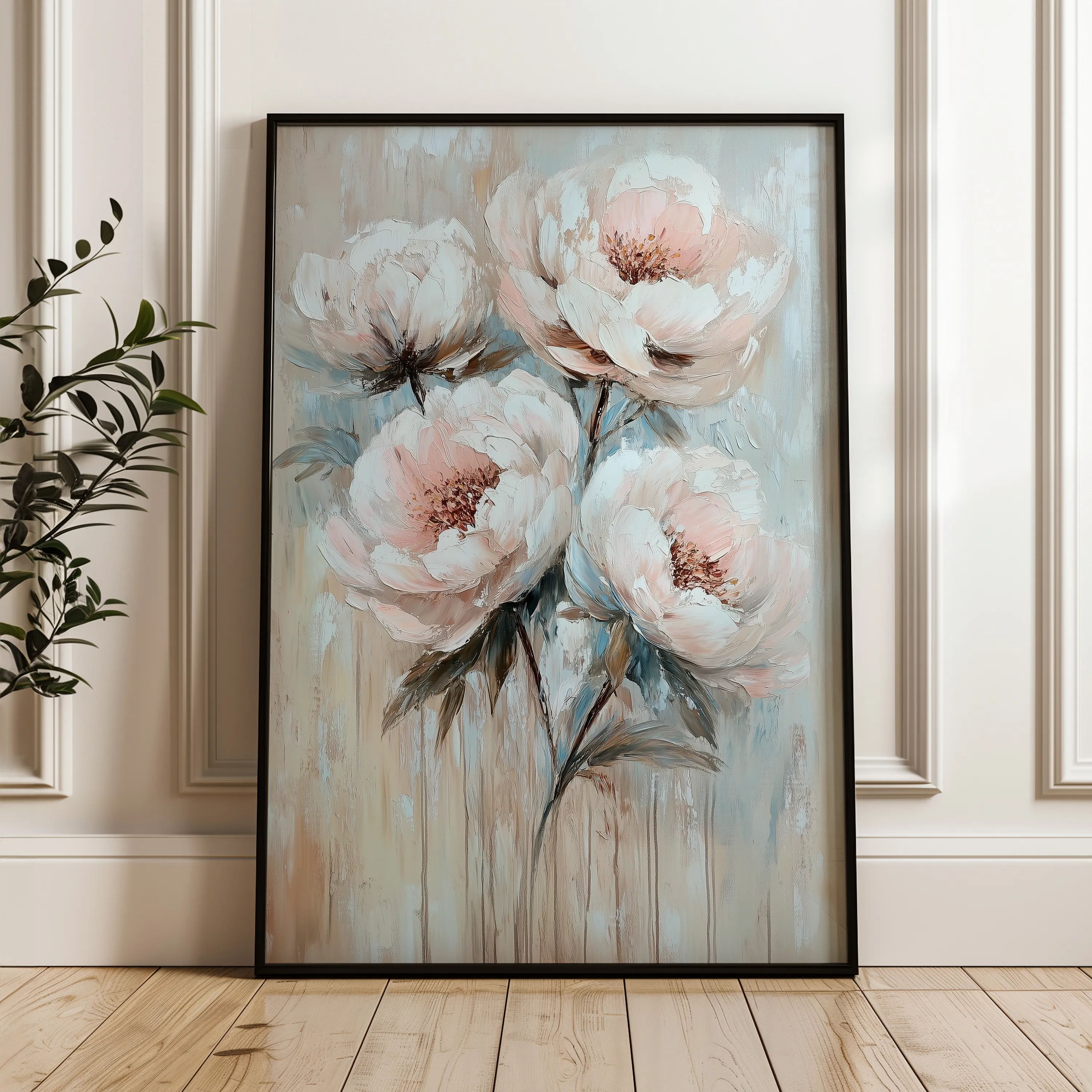 Floral 1448 Canvas Art 18" x 24" / 45 x 60 cm / Black