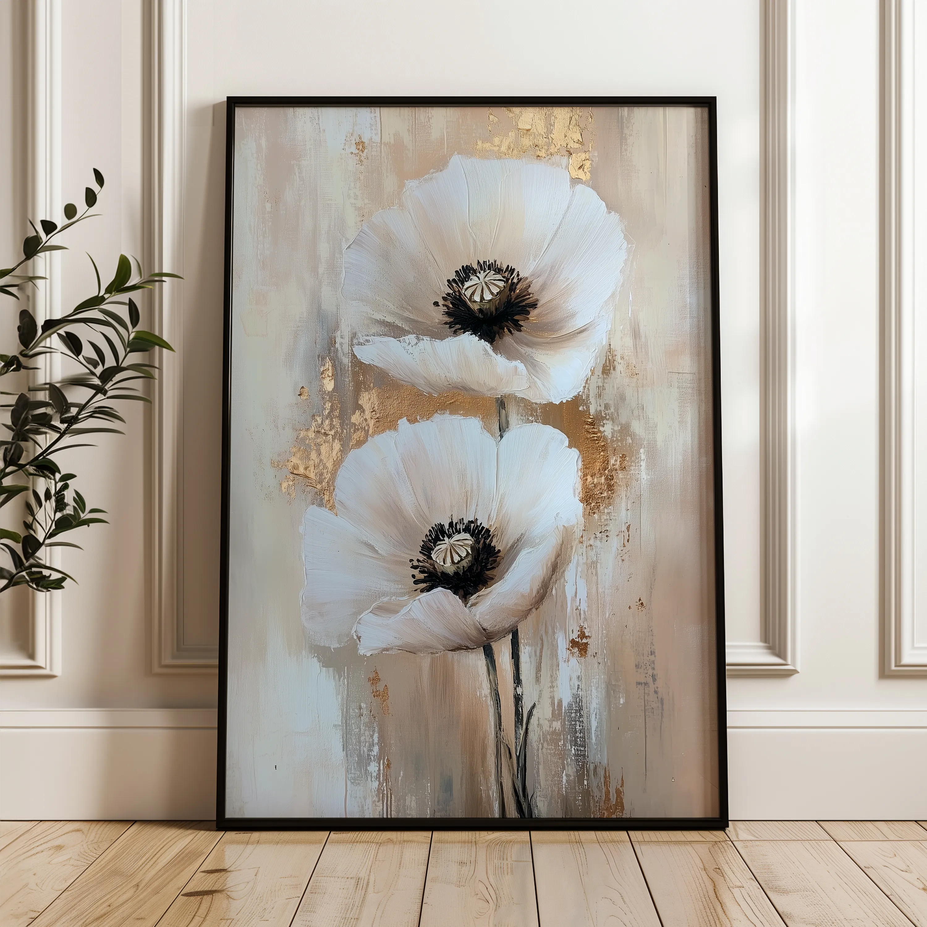 Floral 1449 Canvas Art 18" x 24" / 45 x 60 cm / Black