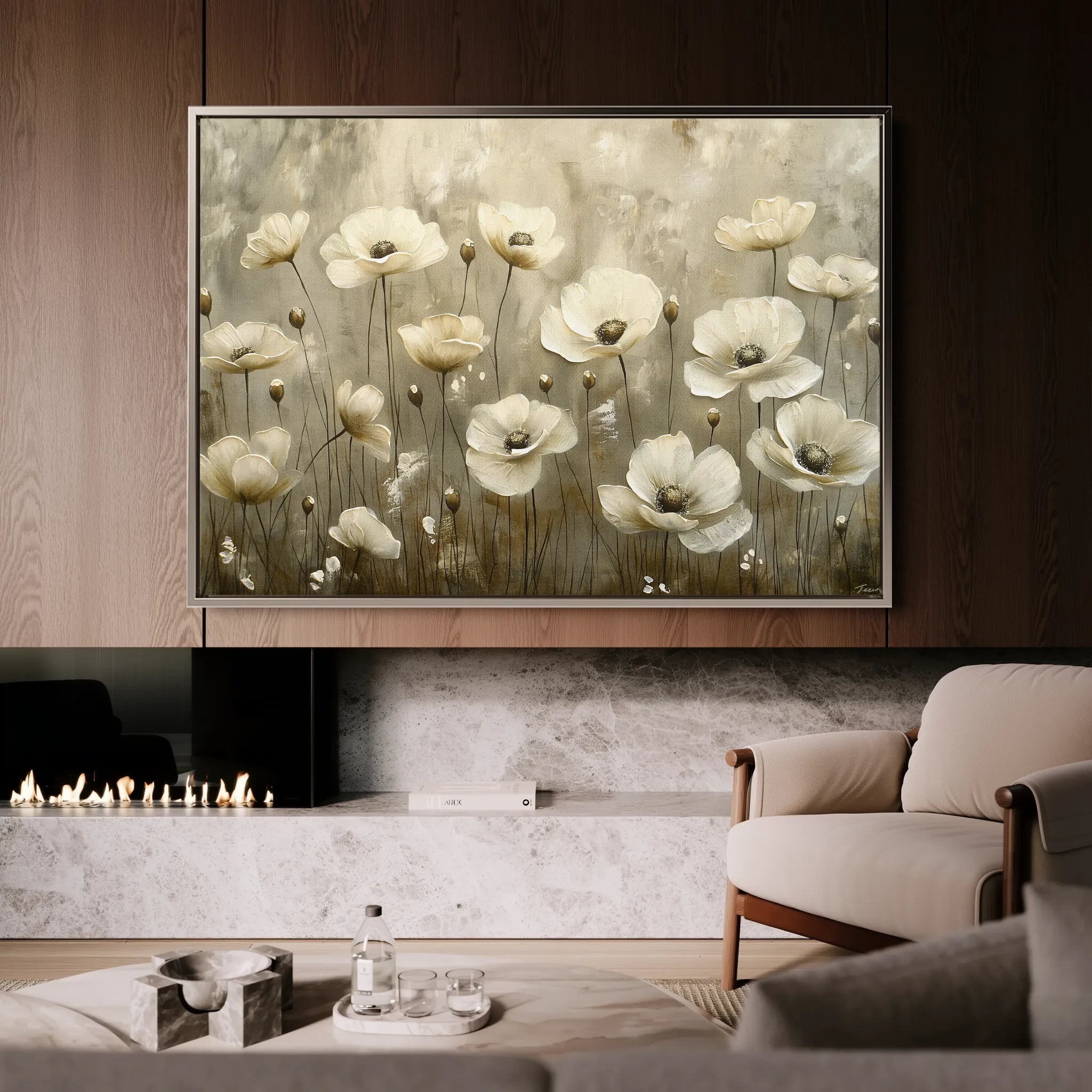 Floral 145 Canvas Art 18" x 24" / 45 x 60 cm / Black
