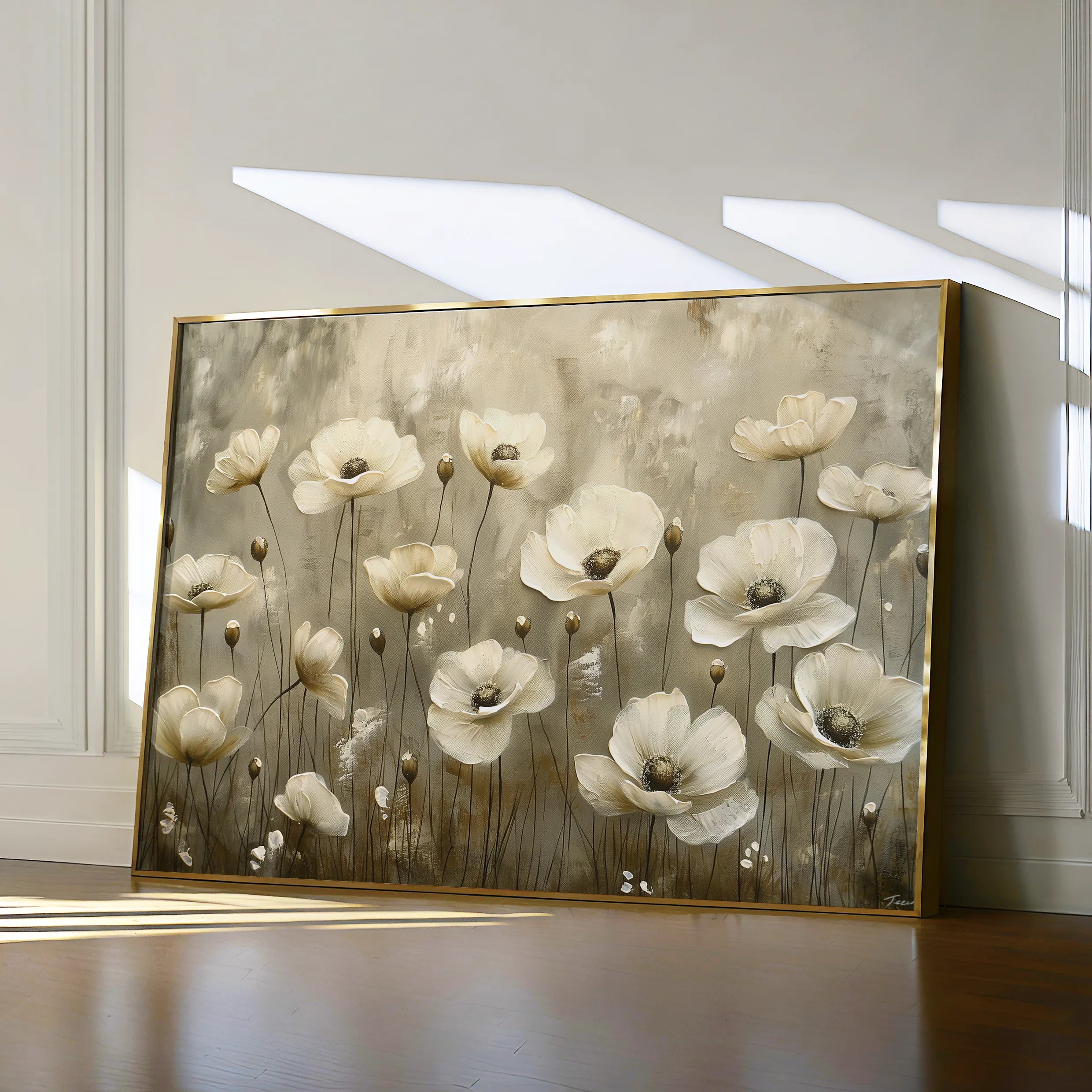Floral 145 Canvas Art 18" x 24" / 45 x 60 cm / Black