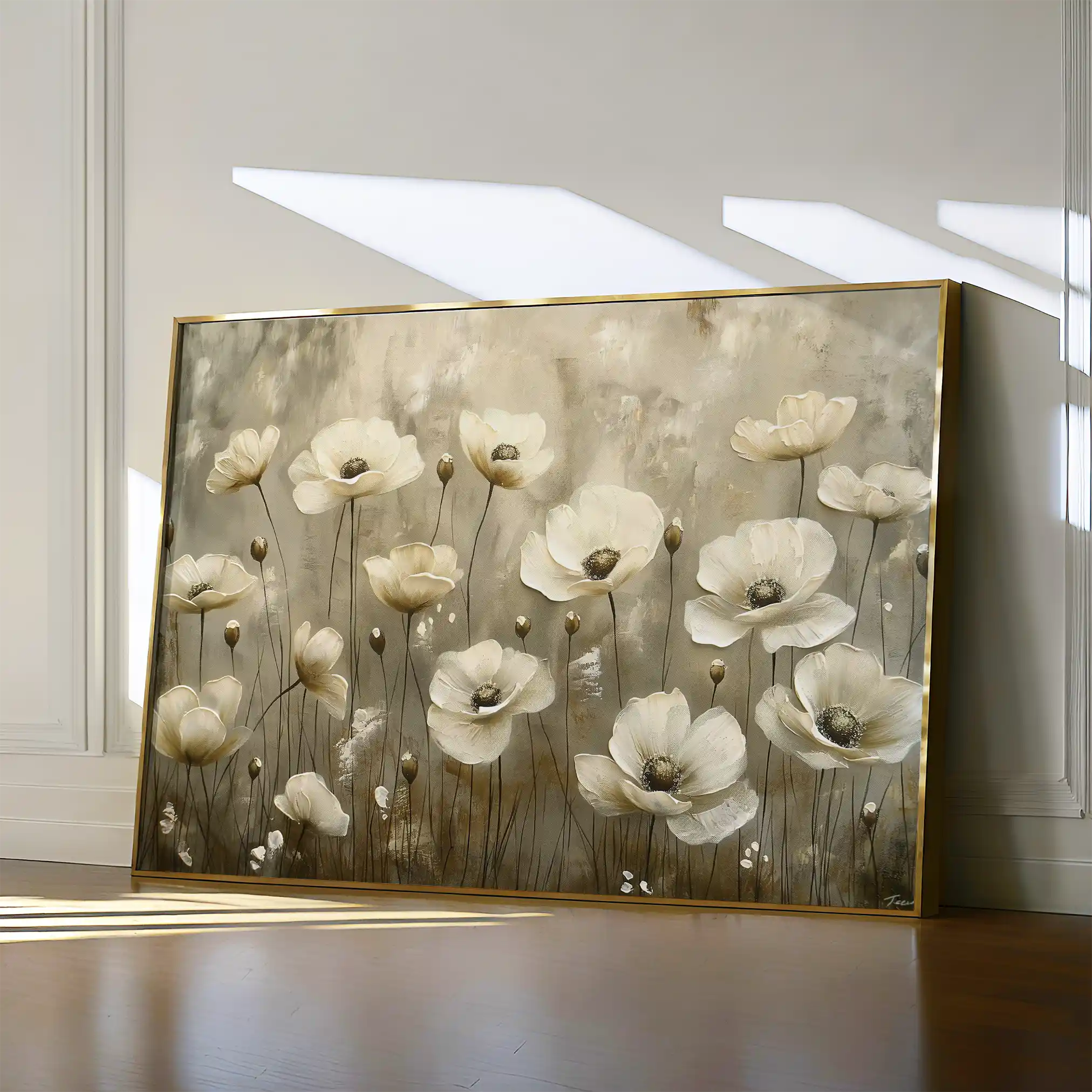 Floral 145 Canvas Art 60 x 40 cm / Black