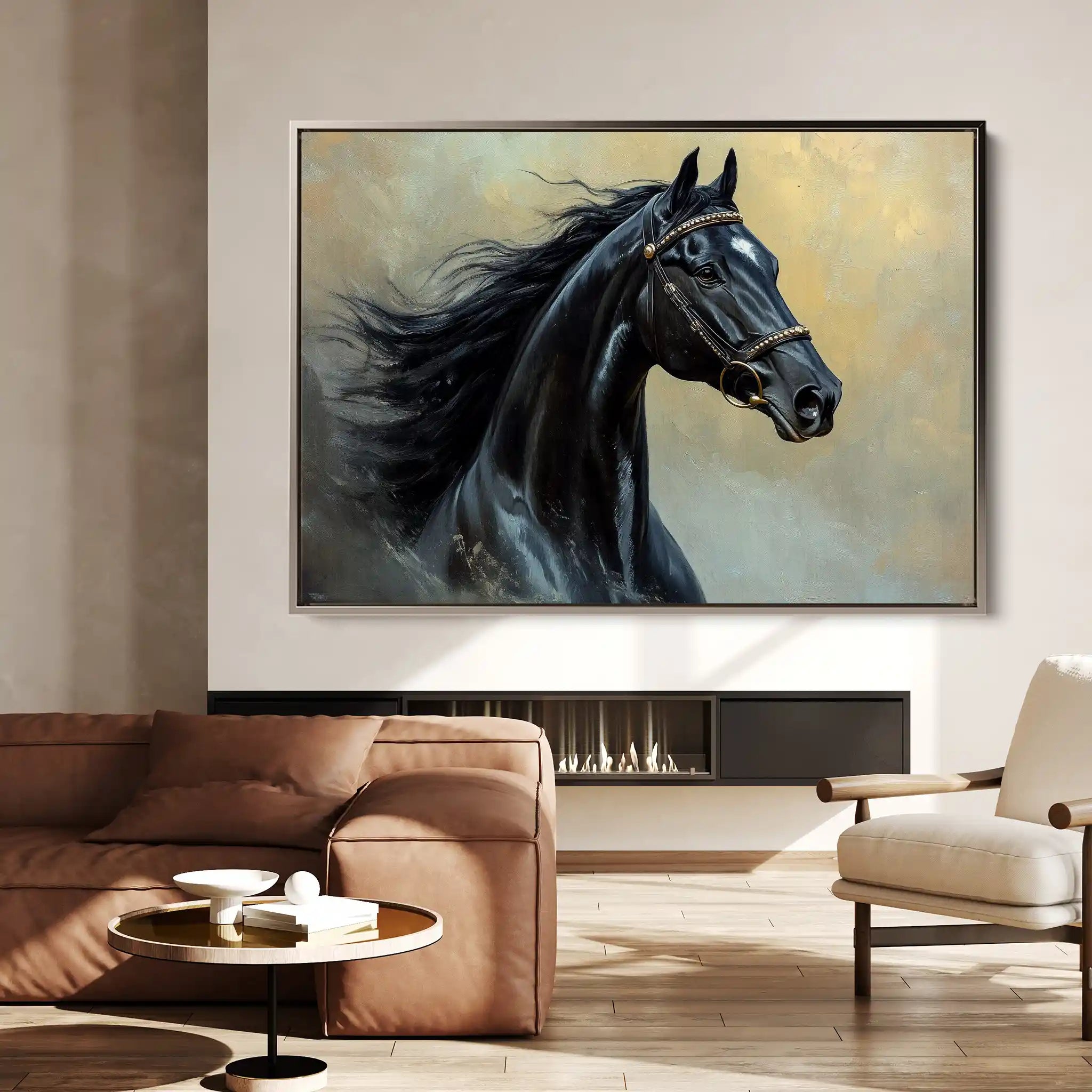 Horses 145 Canvas Art 60 x 40 cm / Black