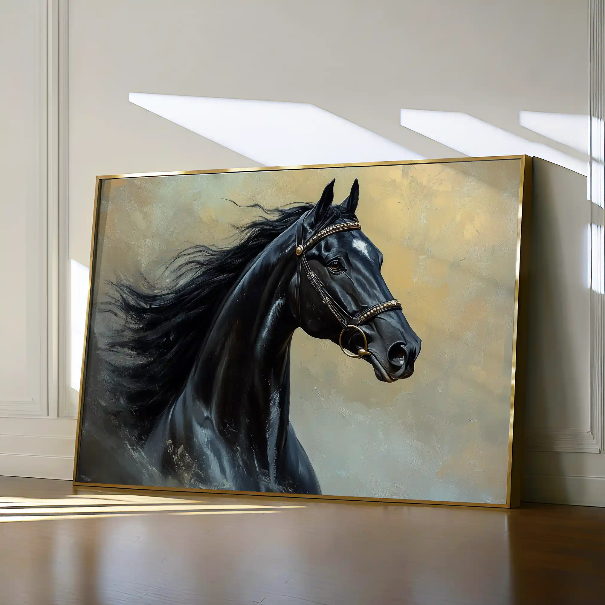 Horses 145 Canvas Art 60 x 40 cm / Black