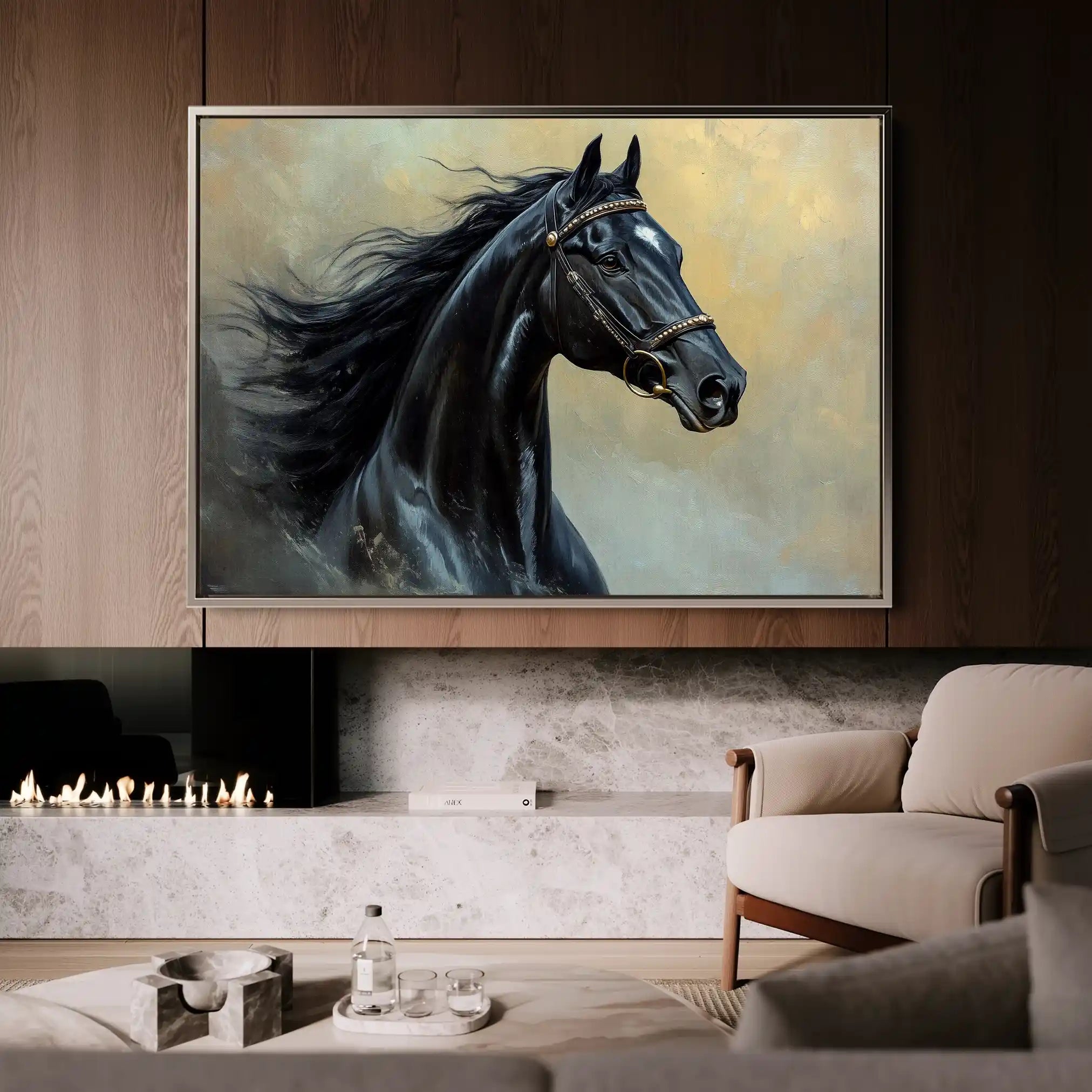 Horses 145 Canvas Art 60 x 40 cm / Black