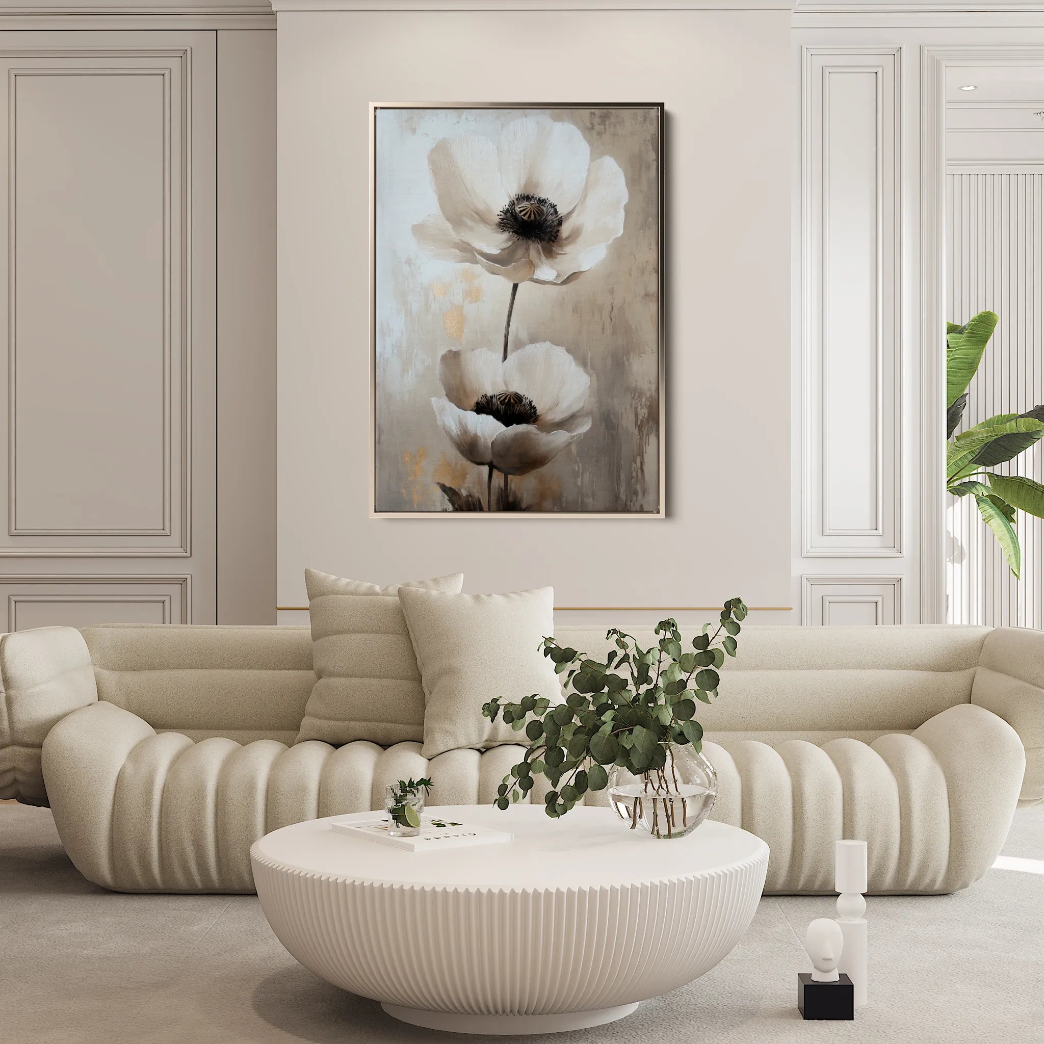 Floral 1450 Canvas Art 18" x 24" / 45 x 60 cm / Black