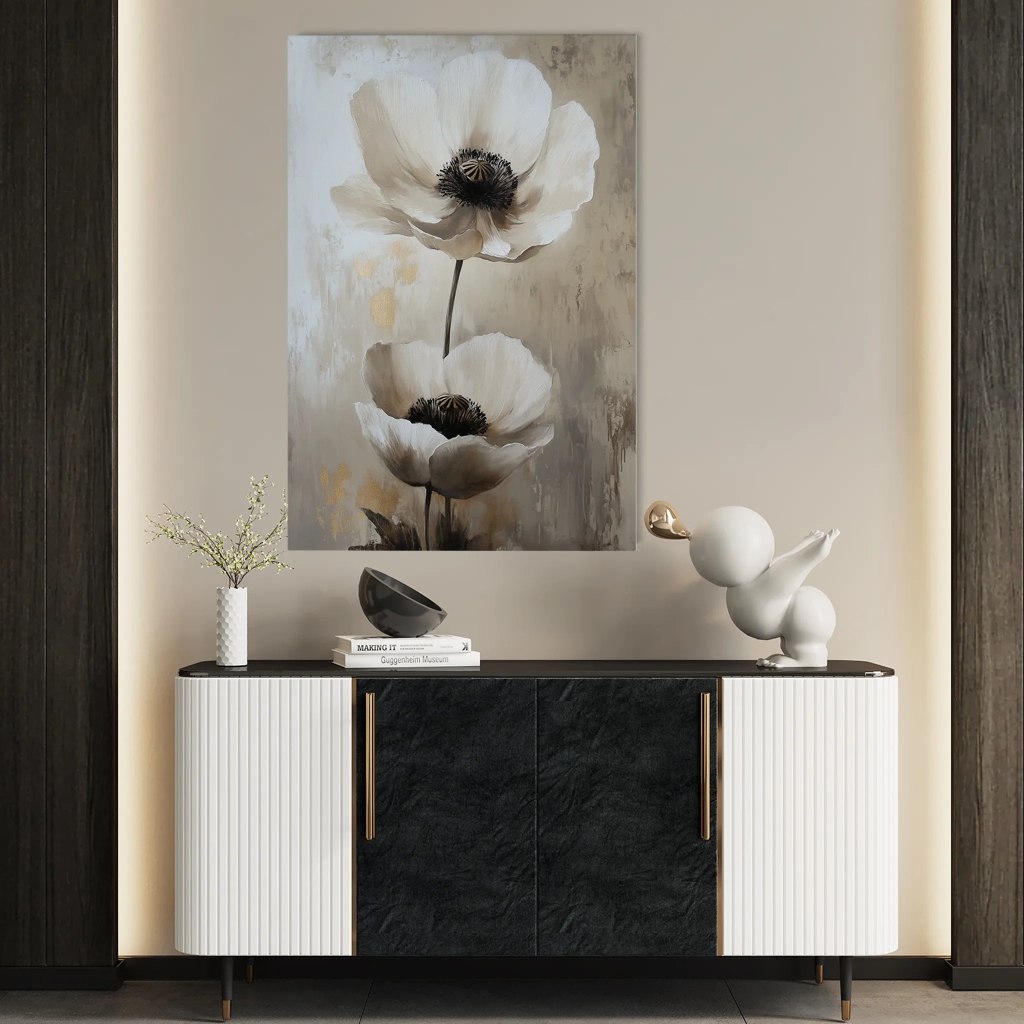 Floral 1450 Canvas Art 18" x 24" / 45 x 60 cm / Black