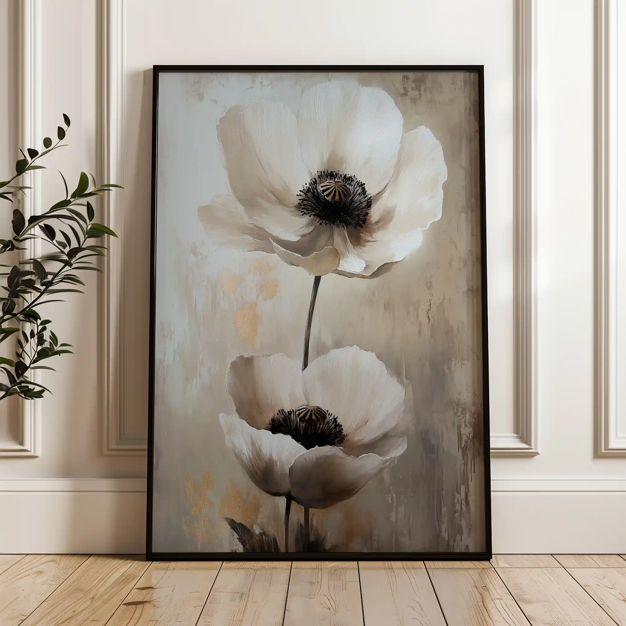 Floral 1450 Canvas Art 60 x 40 cm / Black