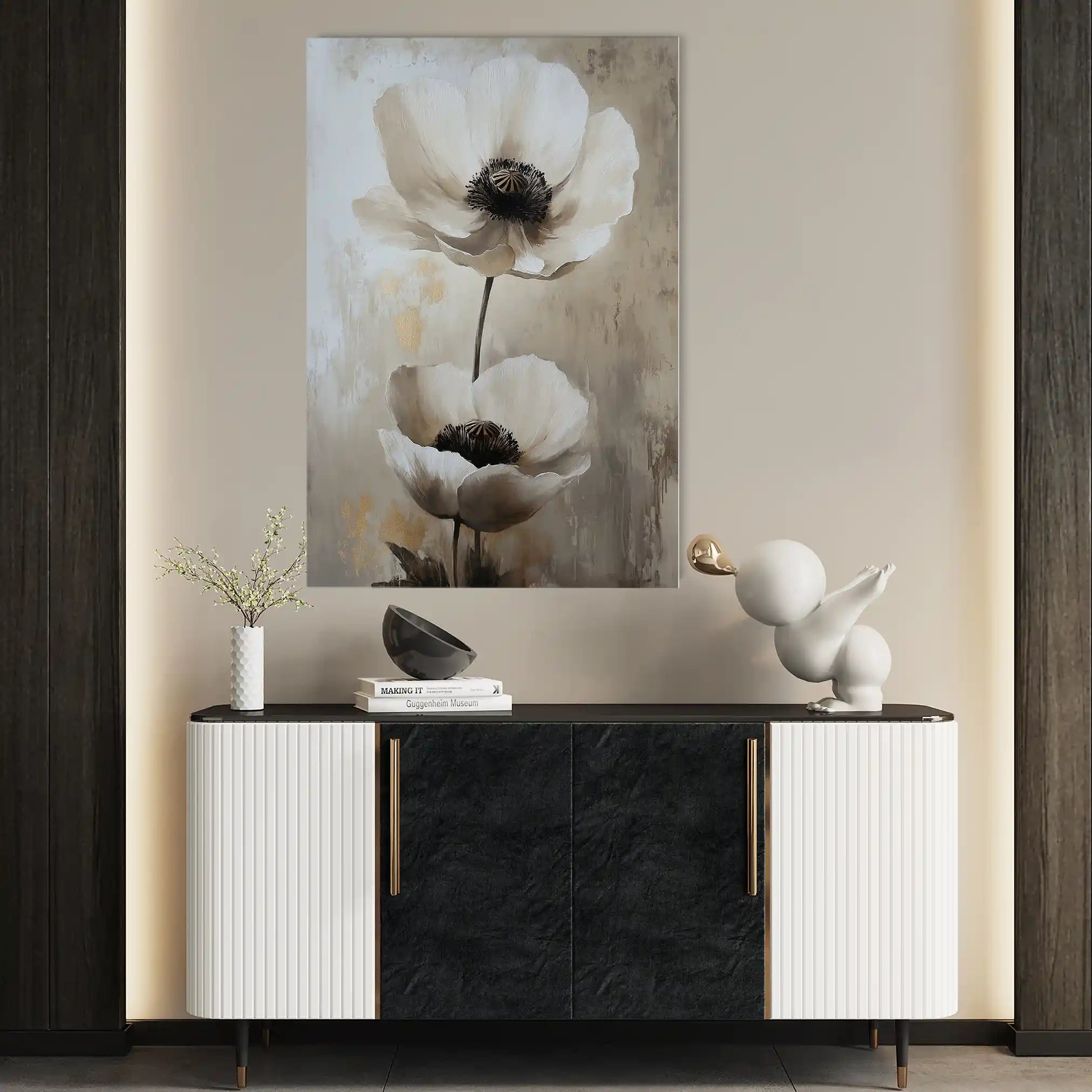 Floral 1450 Canvas Art 60 x 40 cm / Black