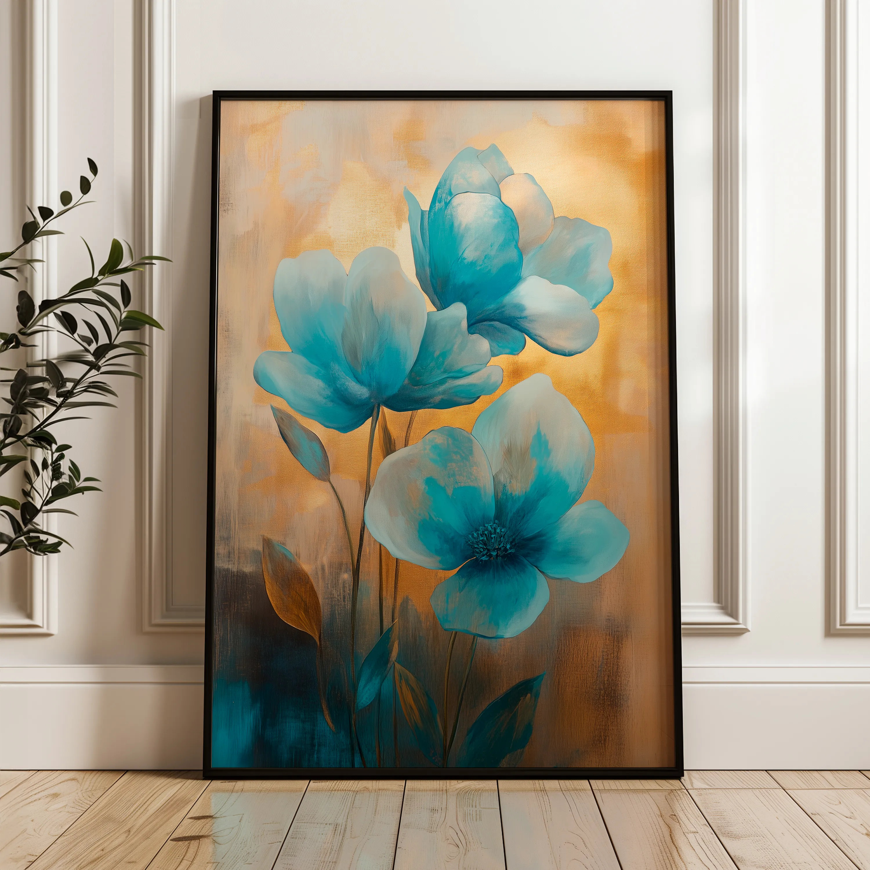 Floral 1451 Canvas Art 18" x 24" / 45 x 60 cm / Black