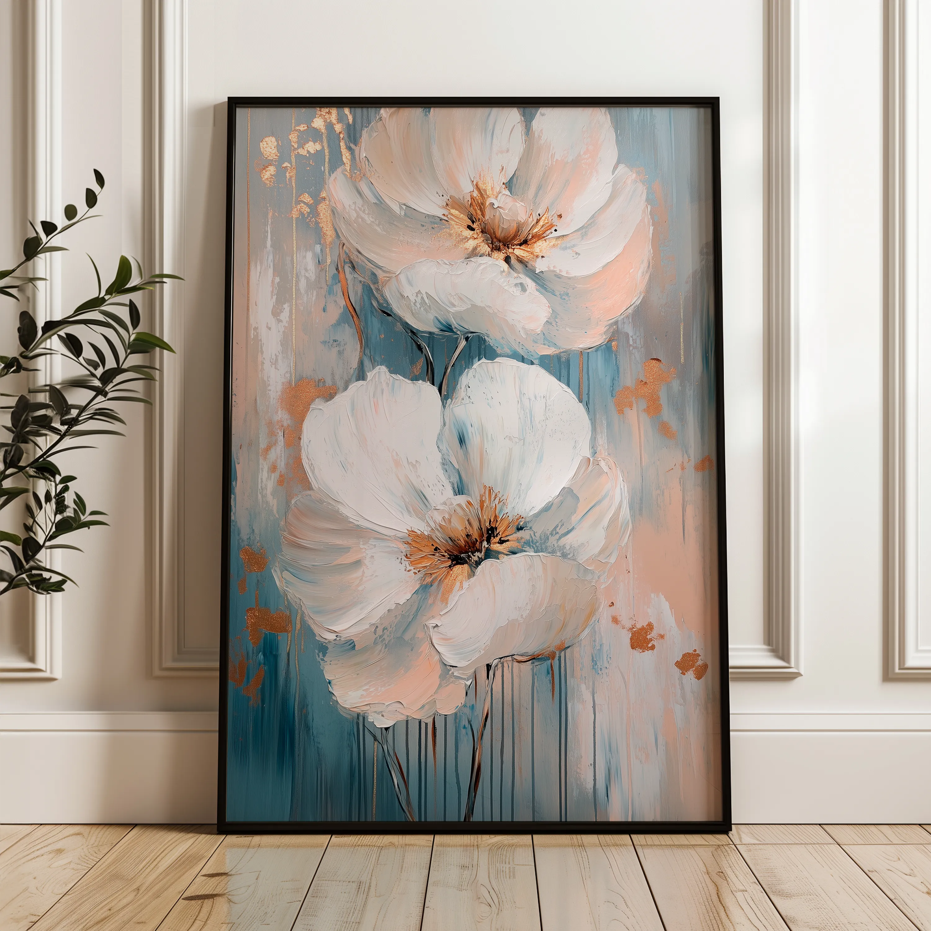 Floral 1453 Canvas Art 18" x 24" / 45 x 60 cm / Black