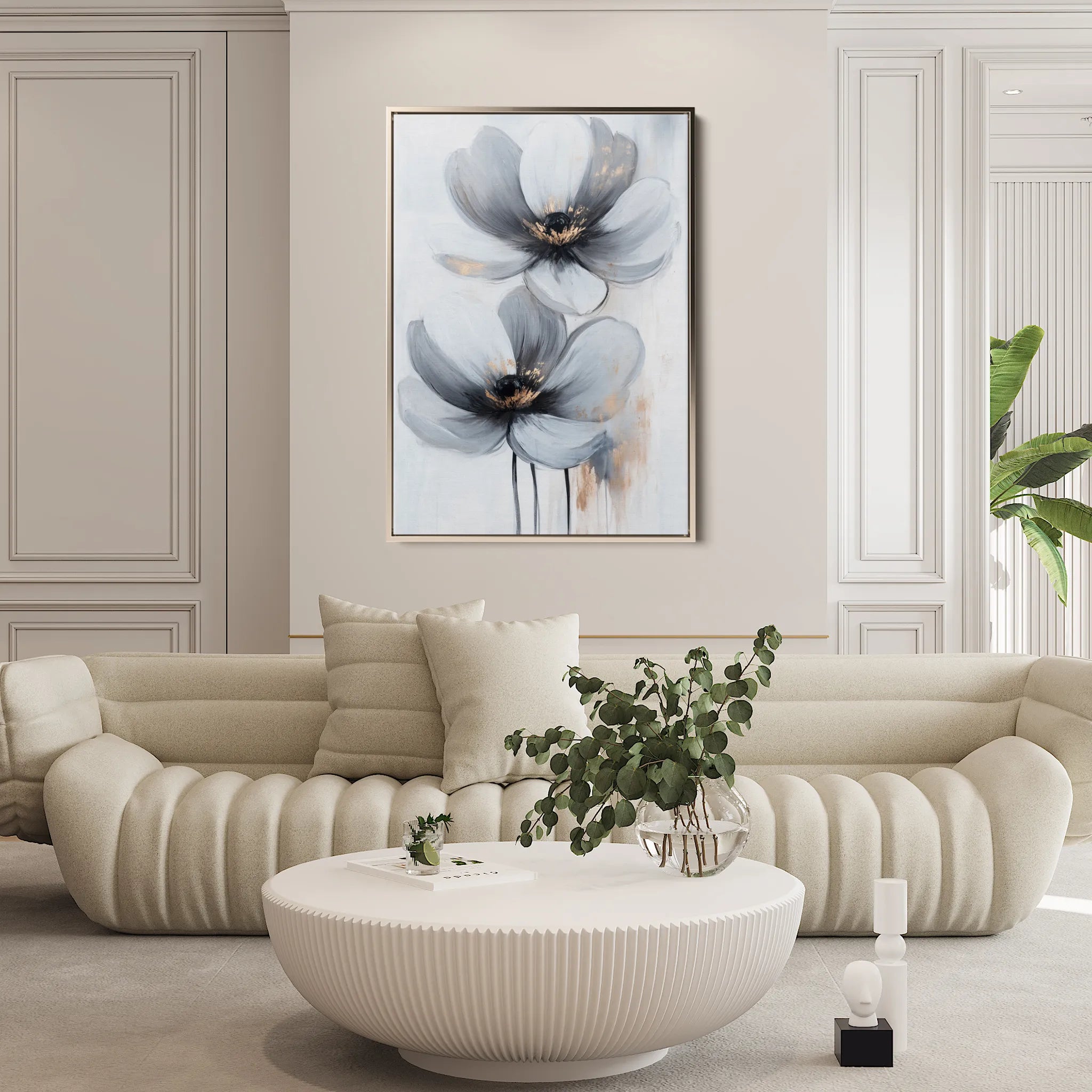 Floral 1454 Canvas Art 18" x 24" / 45 x 60 cm / Black