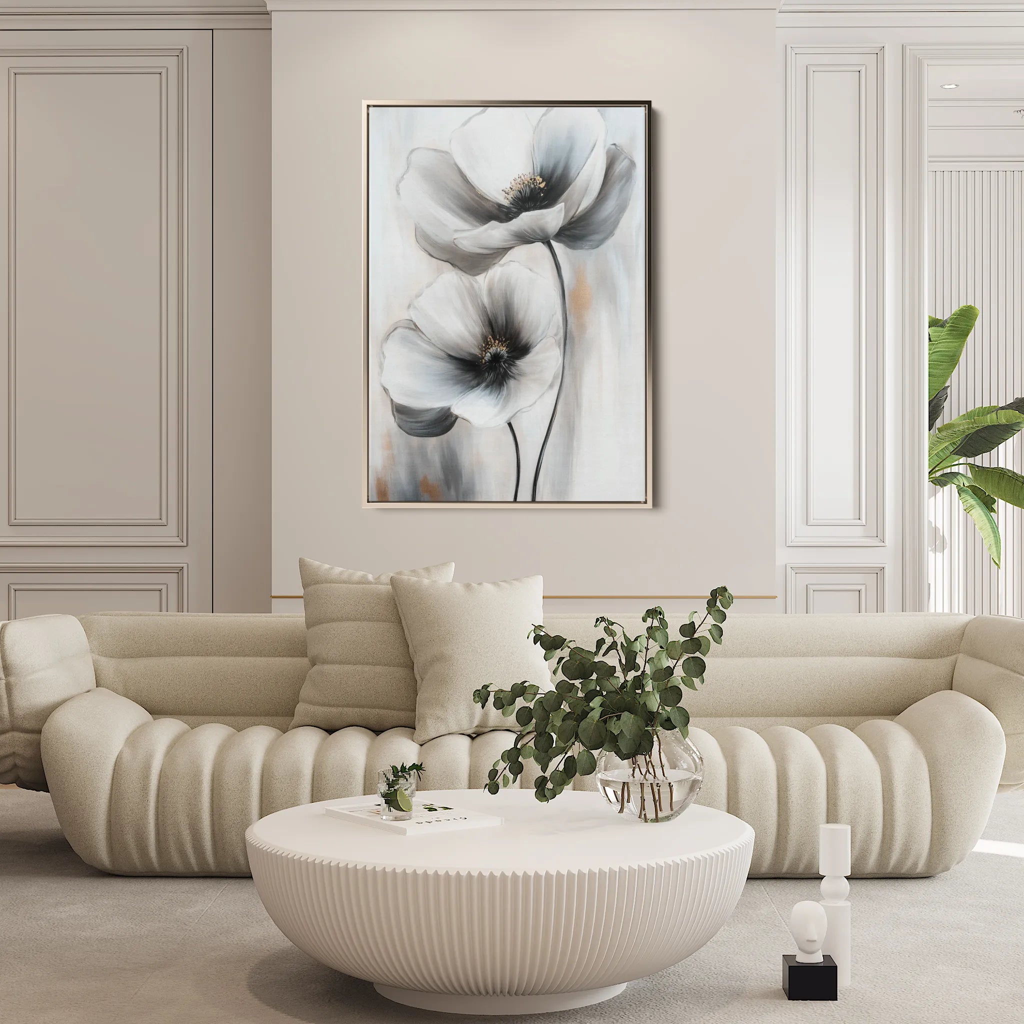 Floral 1455 Canvas Art 18" x 24" / 45 x 60 cm / Black