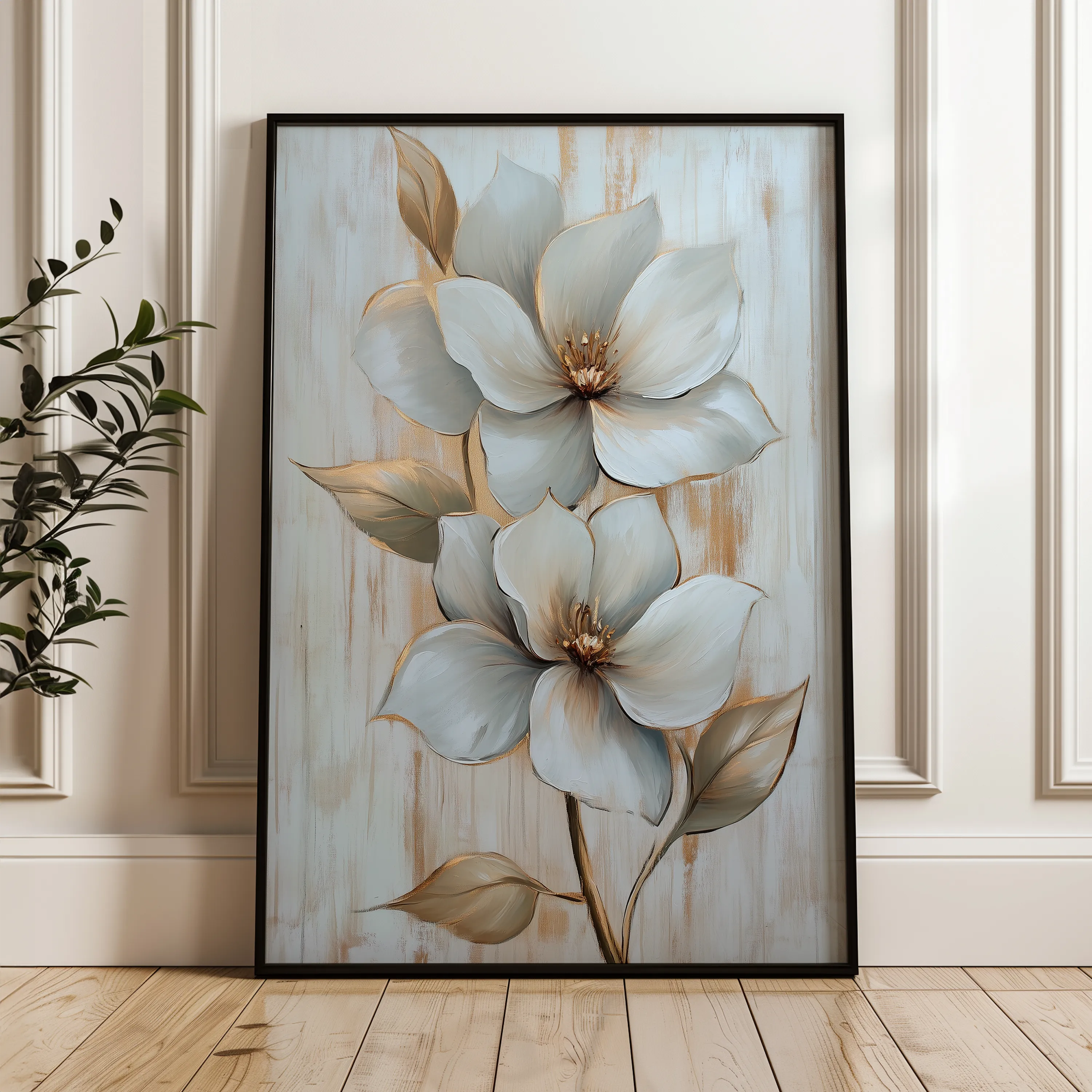 Floral 1456 Canvas Art 18" x 24" / 45 x 60 cm / Black
