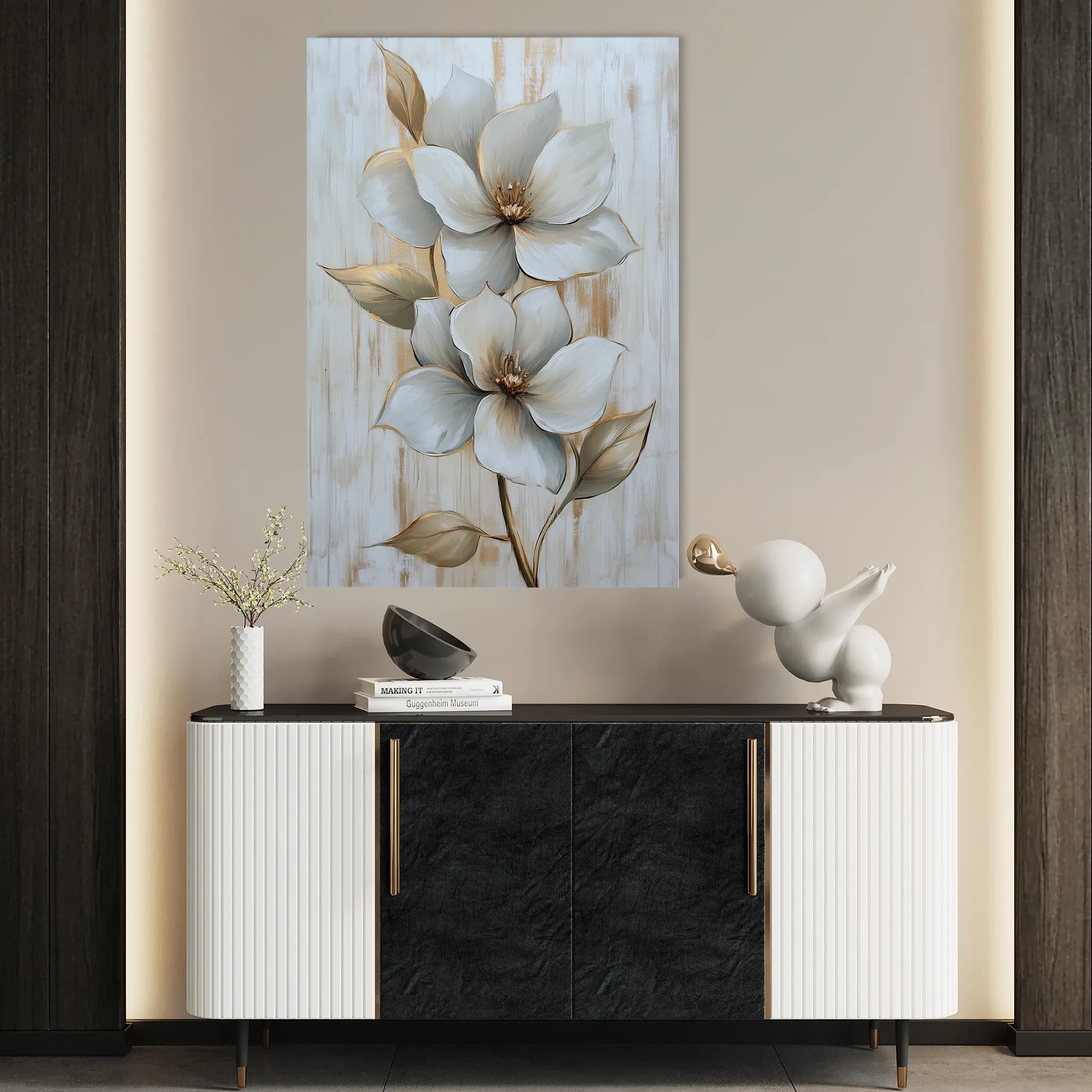 Floral 1456 Canvas Art 18" x 24" / 45 x 60 cm / Black