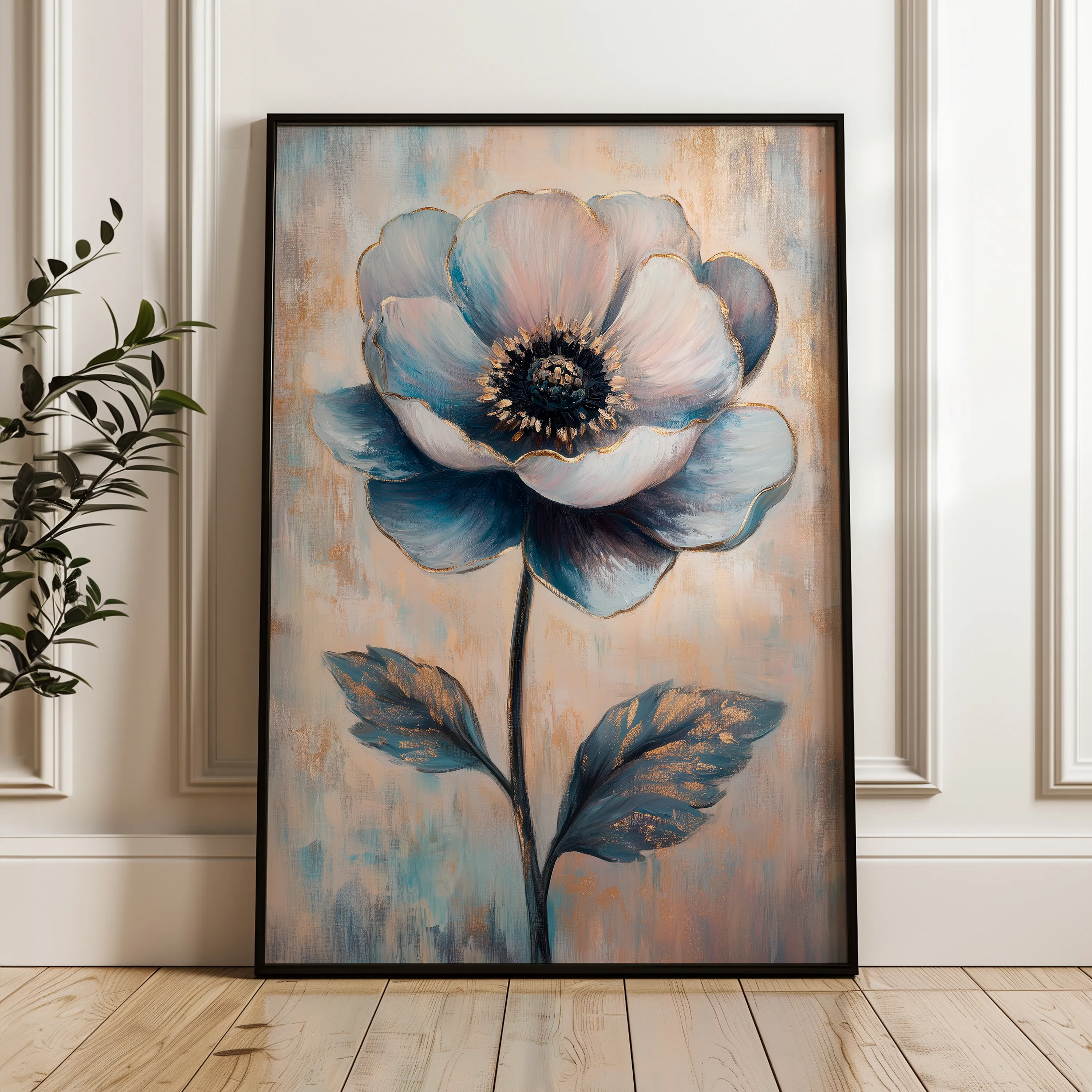 Floral 1457 Canvas Art 18" x 24" / 45 x 60 cm / Black