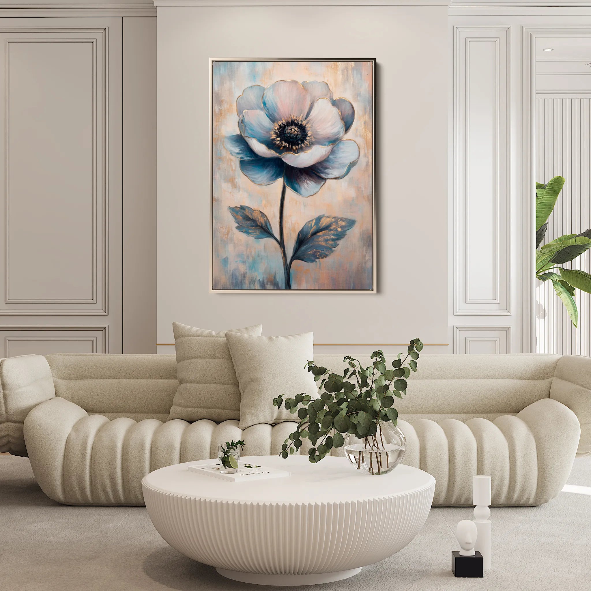 Floral 1457 Canvas Art 18" x 24" / 45 x 60 cm / Black