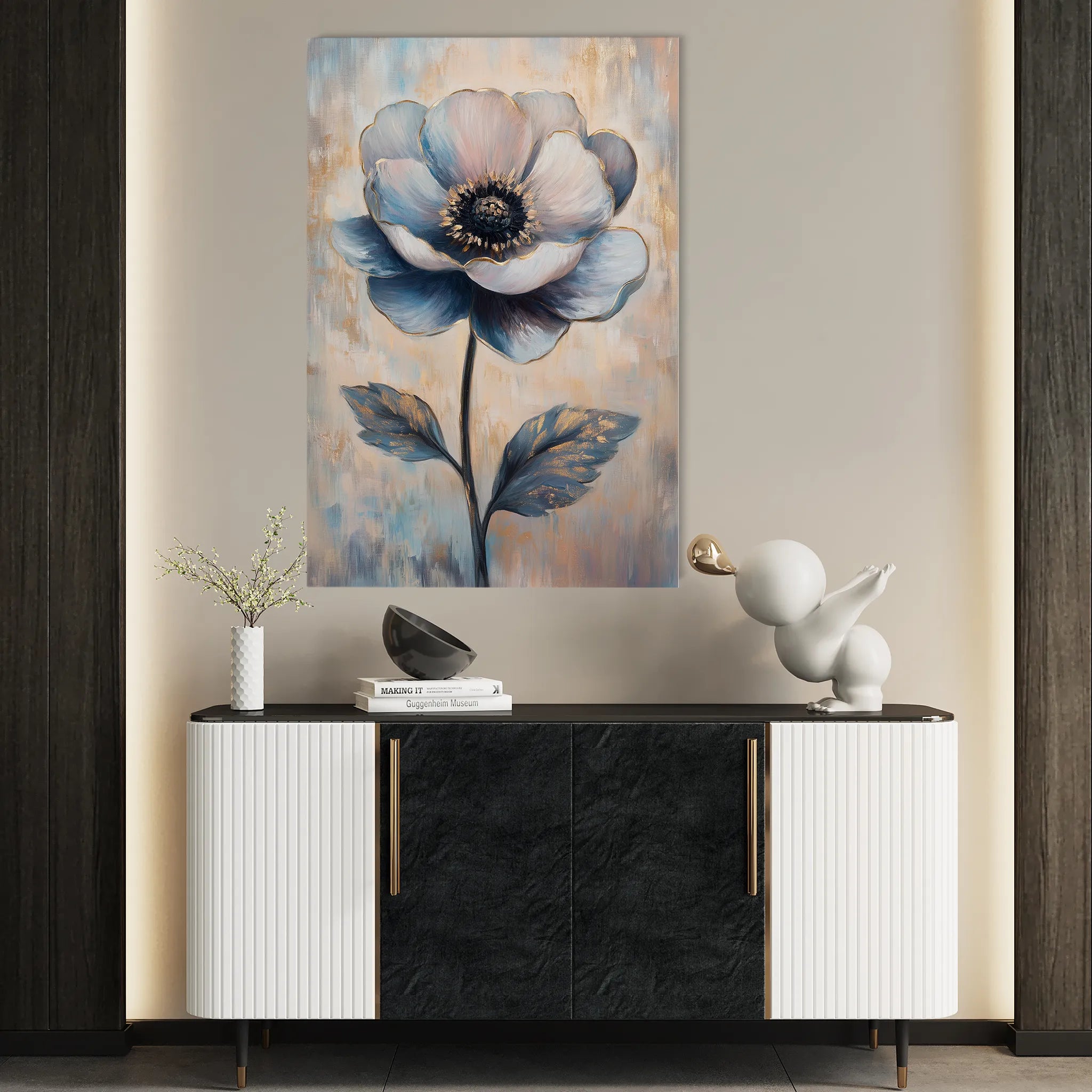 Floral 1457 Canvas Art 18" x 24" / 45 x 60 cm / Black