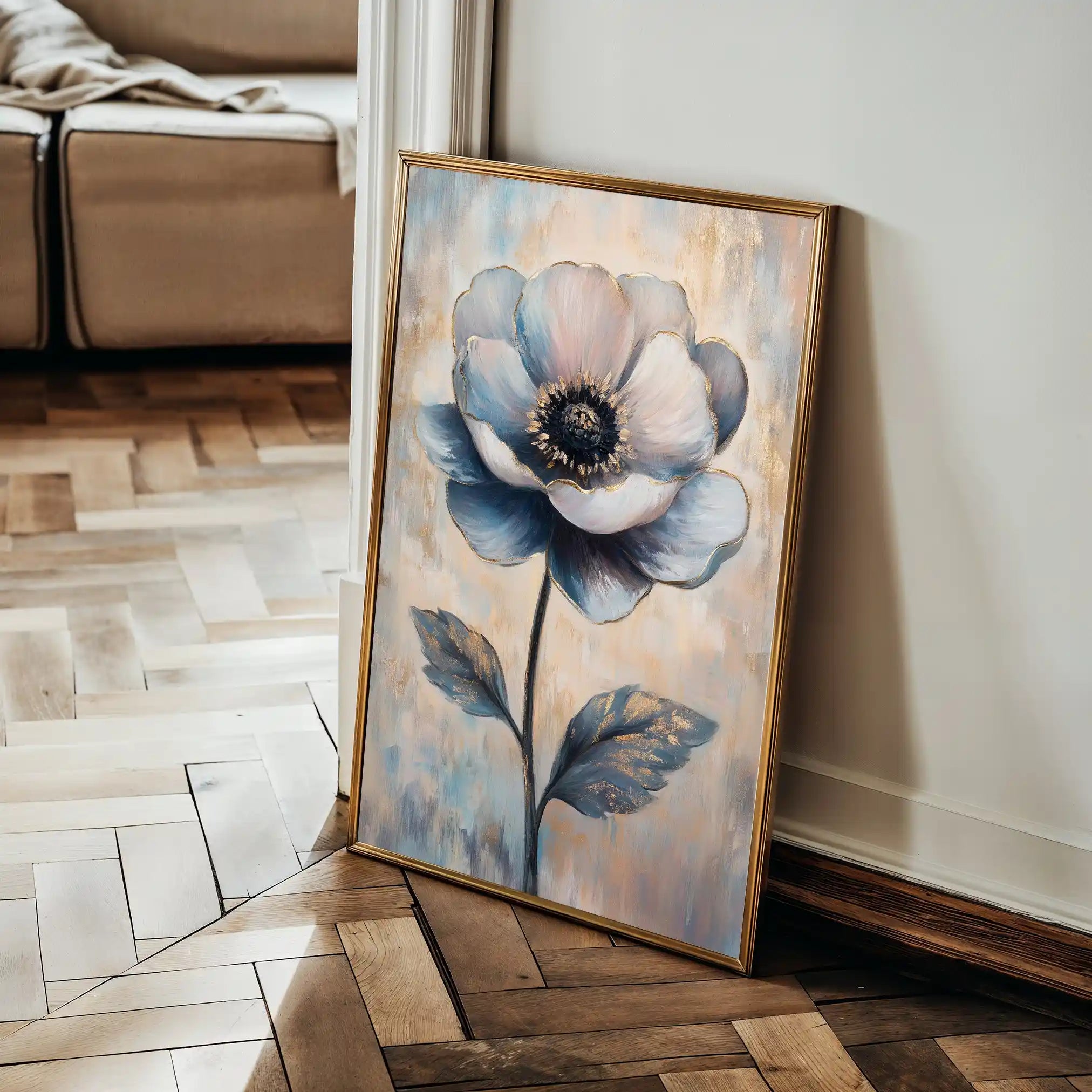Floral 1457 Canvas Art 60 x 40 cm / Black