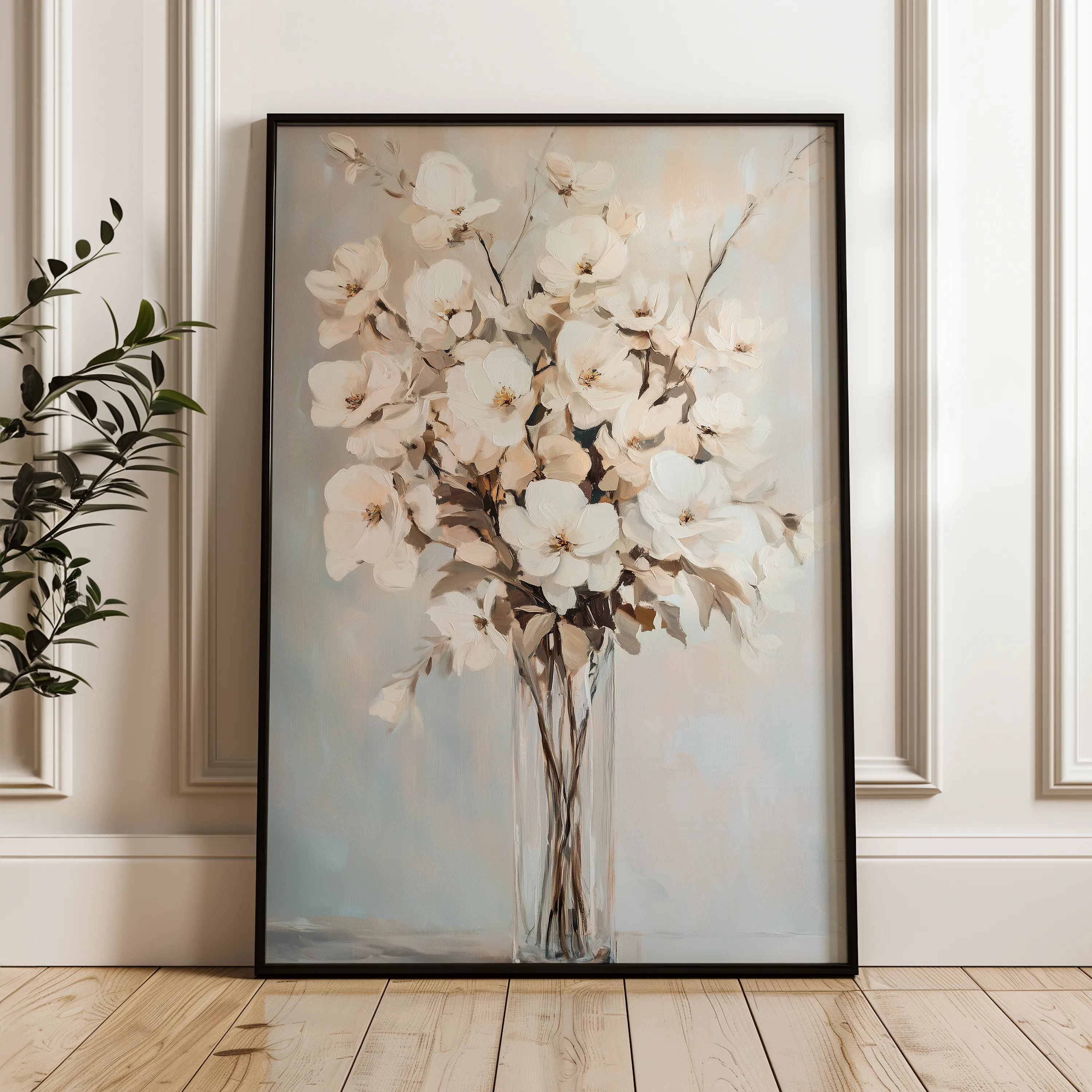 Floral 1458 Canvas Art 18" x 24" / 45 x 60 cm / Black